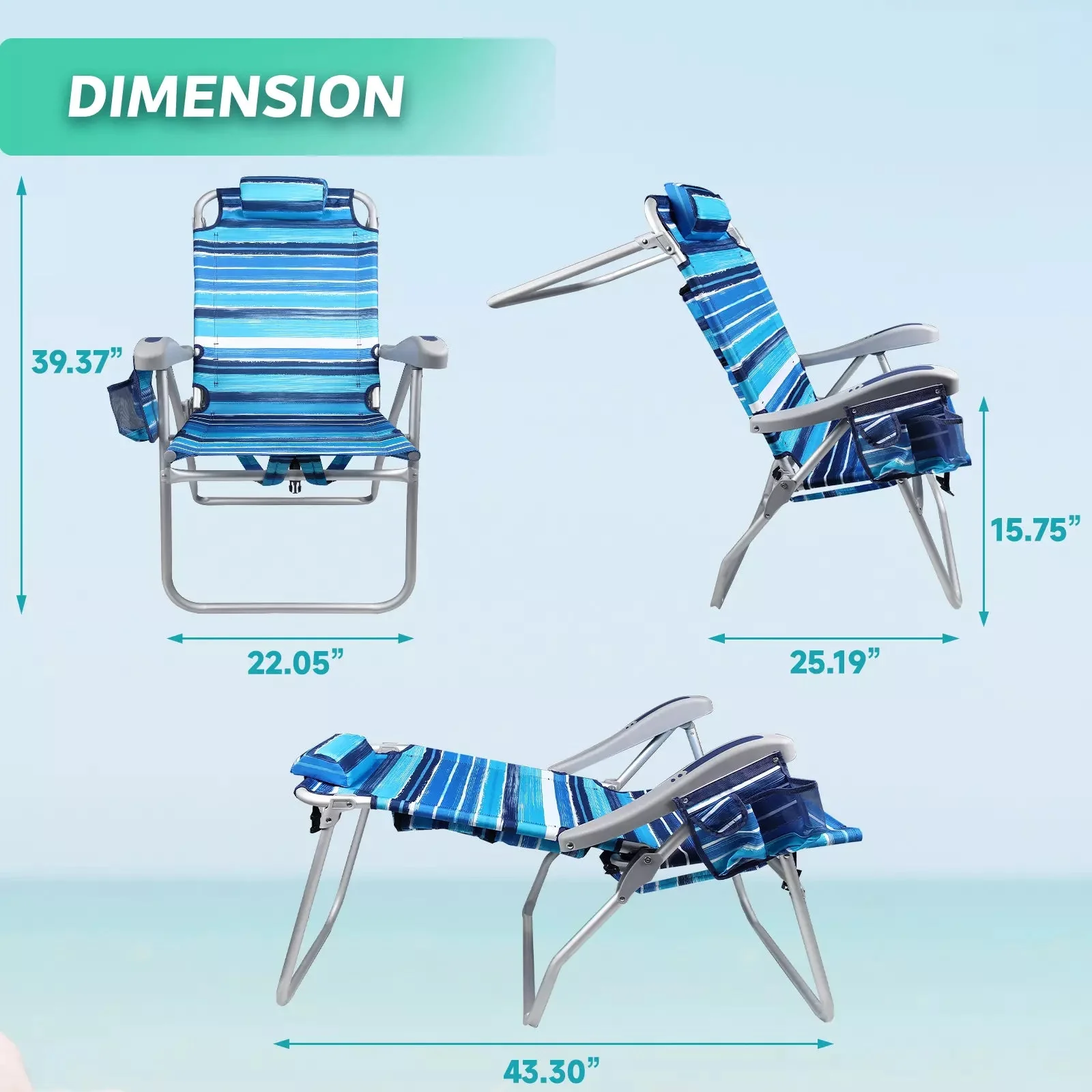 VITESSE Backpack Beach Chairs for Adults,Camping Chairs with Headrest - Image 58