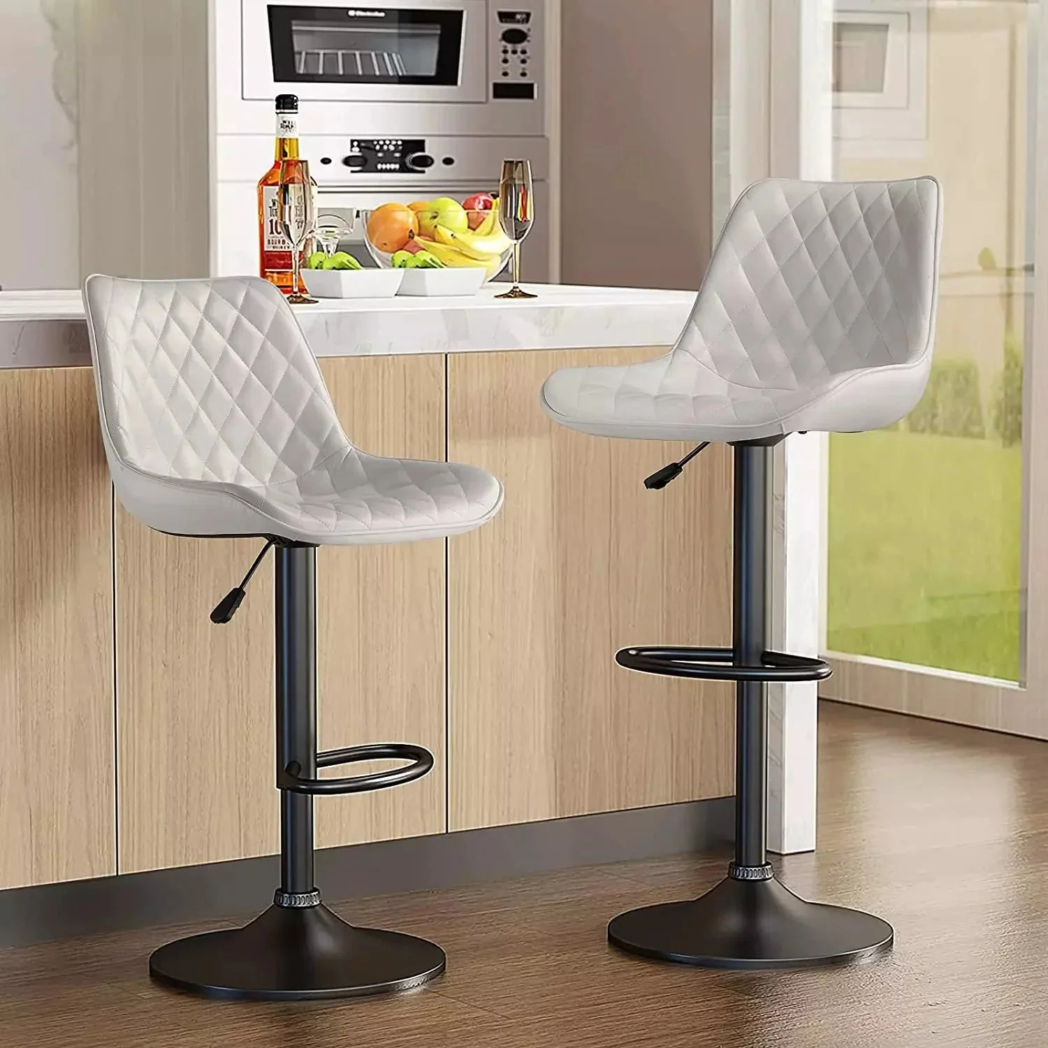 Vitesse Bar Stools Set of 2,Counter Heigh Faux Leather Adjustable Bar Stools - Image 8