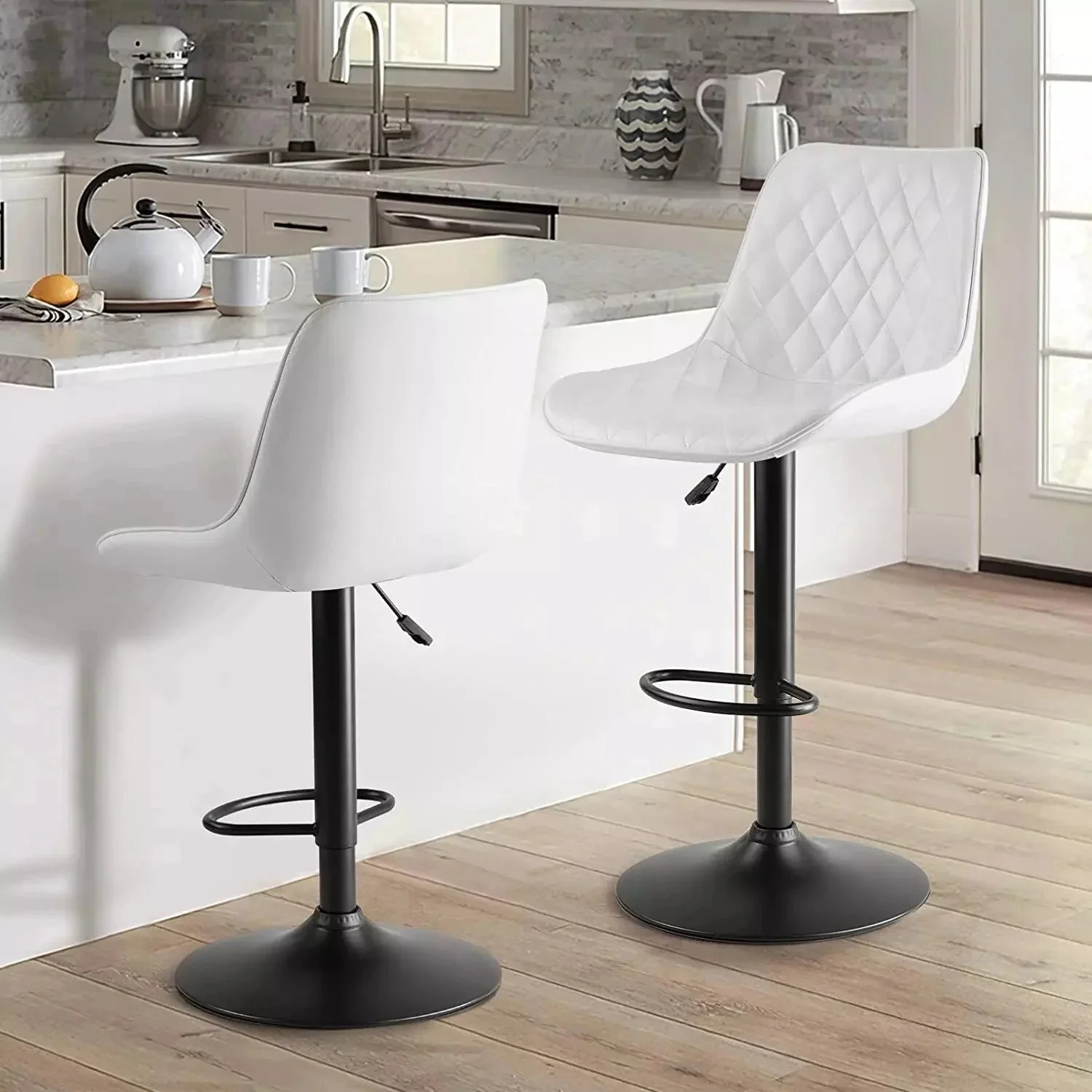 Vitesse Bar Stools Set of 2,Counter Heigh Faux Leather Adjustable Bar Stools - Image 9