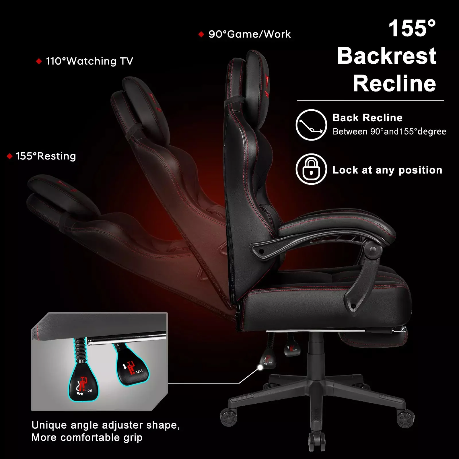 VITESSE Big and Tall Gaming Chair 400lb, Ergonomic Video Game Chair VGC02 - Image 6