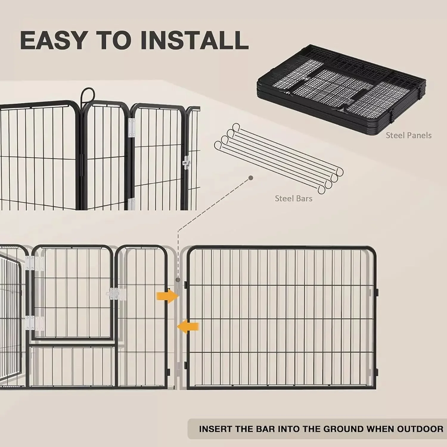 Vitesse Heavy Duty Metal Dog Playpen for Outdoor PLB01 - Image 13
