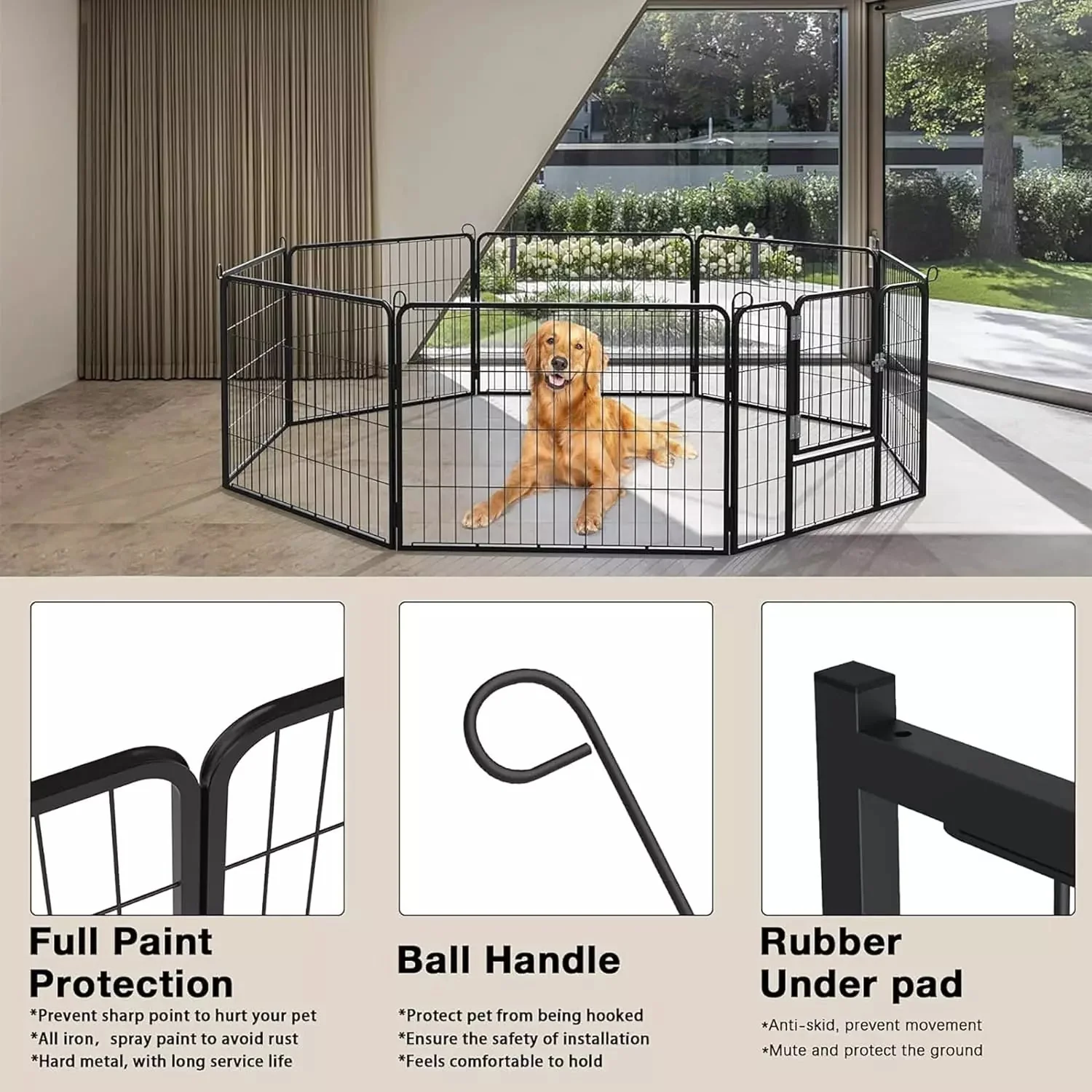 Vitesse Heavy Duty Metal Dog Playpen for Outdoor PLB01 - Image 15
