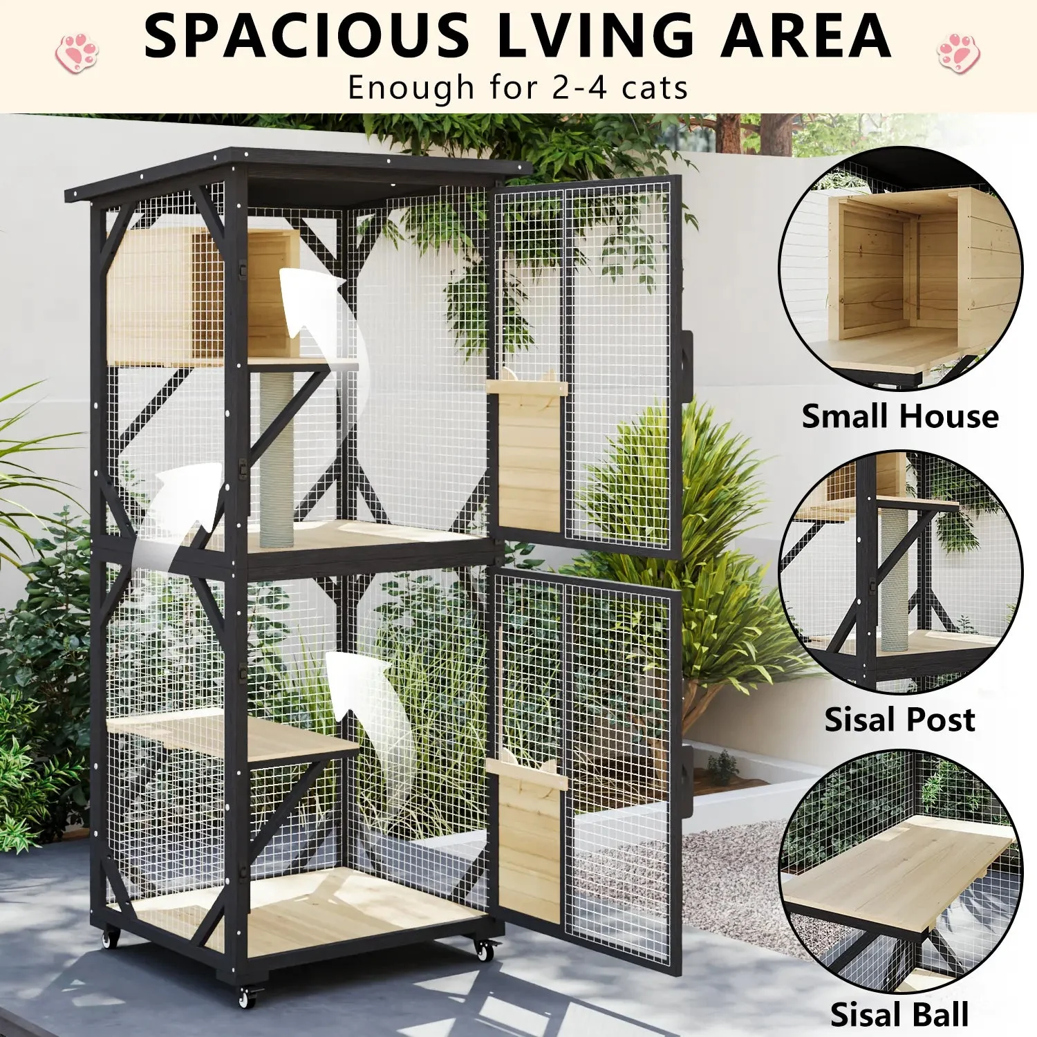 VITESSE Double Layer Mobile Cat Cages - Image 3