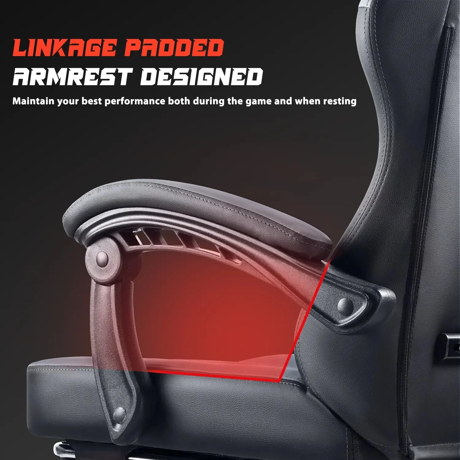 VITESSE Ergonomic Gaming Chair for Adults, 400 lbs PC Computer Chair, Racing Office Chair, Silla Gamer Height Adjustable Swivel Chair with Lumbar Vibration Support and Headrest - Image 10