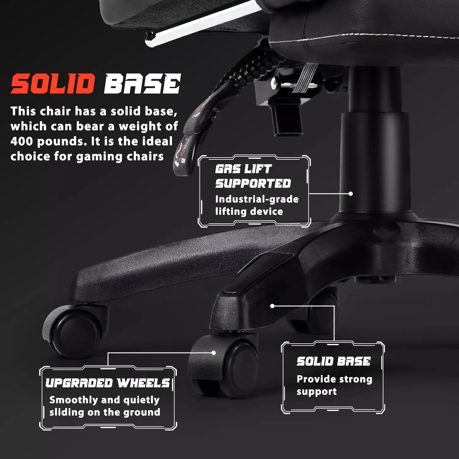 VITESSE Ergonomic Gaming Chair for Adults, 400 lbs PC Computer Chair, Racing Office Chair, Silla Gamer Height Adjustable Swivel Chair with Lumbar Vibration Support and Headrest - Image 13