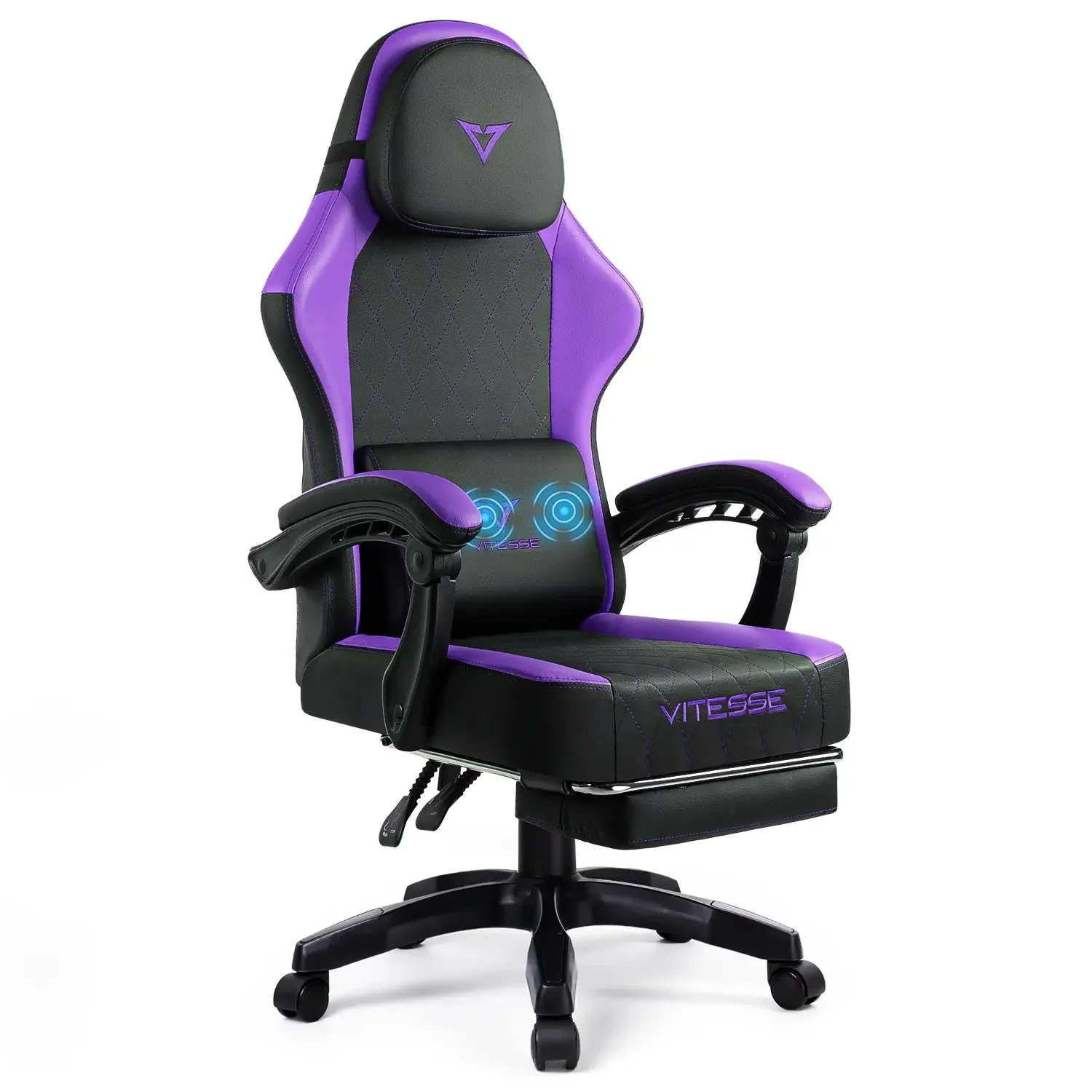 VITESSE Ergonomic Gaming Chair for Adults, 400 lbs PC Computer Chair, Racing Office Chair, Silla Gamer Height Adjustable Swivel Chair with Lumbar Vibration Support and Headrest - Image 15