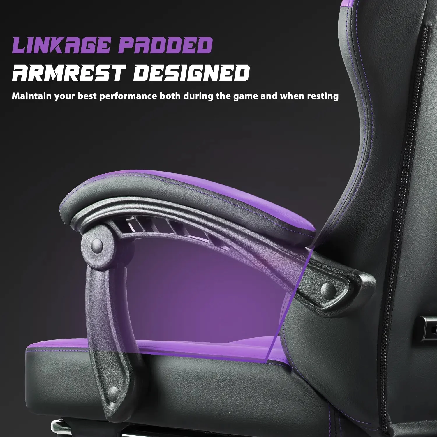 VITESSE Ergonomic Gaming Chair for Adults, 400 lbs PC Computer Chair, Racing Office Chair, Silla Gamer Height Adjustable Swivel Chair with Lumbar Vibration Support and Headrest - Image 17