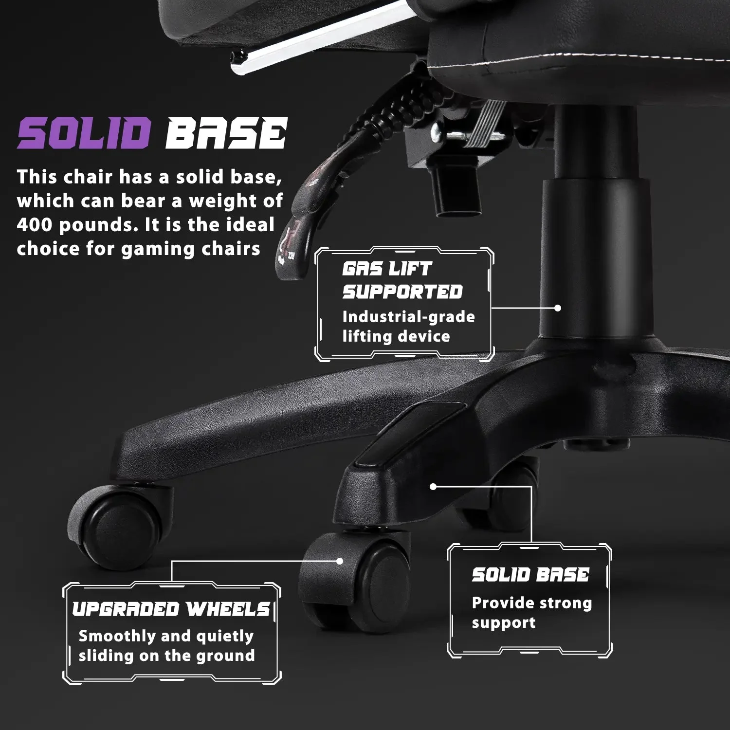 VITESSE Ergonomic Gaming Chair for Adults, 400 lbs PC Computer Chair, Racing Office Chair, Silla Gamer Height Adjustable Swivel Chair with Lumbar Vibration Support and Headrest - Image 20