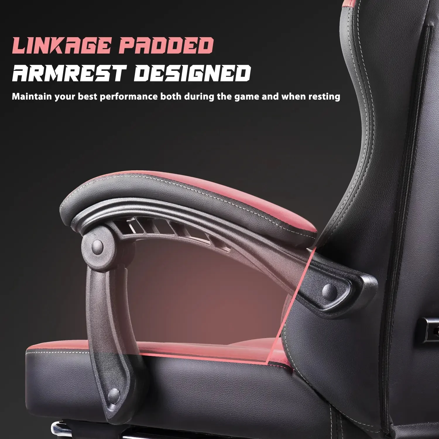 VITESSE Ergonomic Gaming Chair for Adults, 400 lbs PC Computer Chair, Racing Office Chair, Silla Gamer Height Adjustable Swivel Chair with Lumbar Vibration Support and Headrest - Image 24