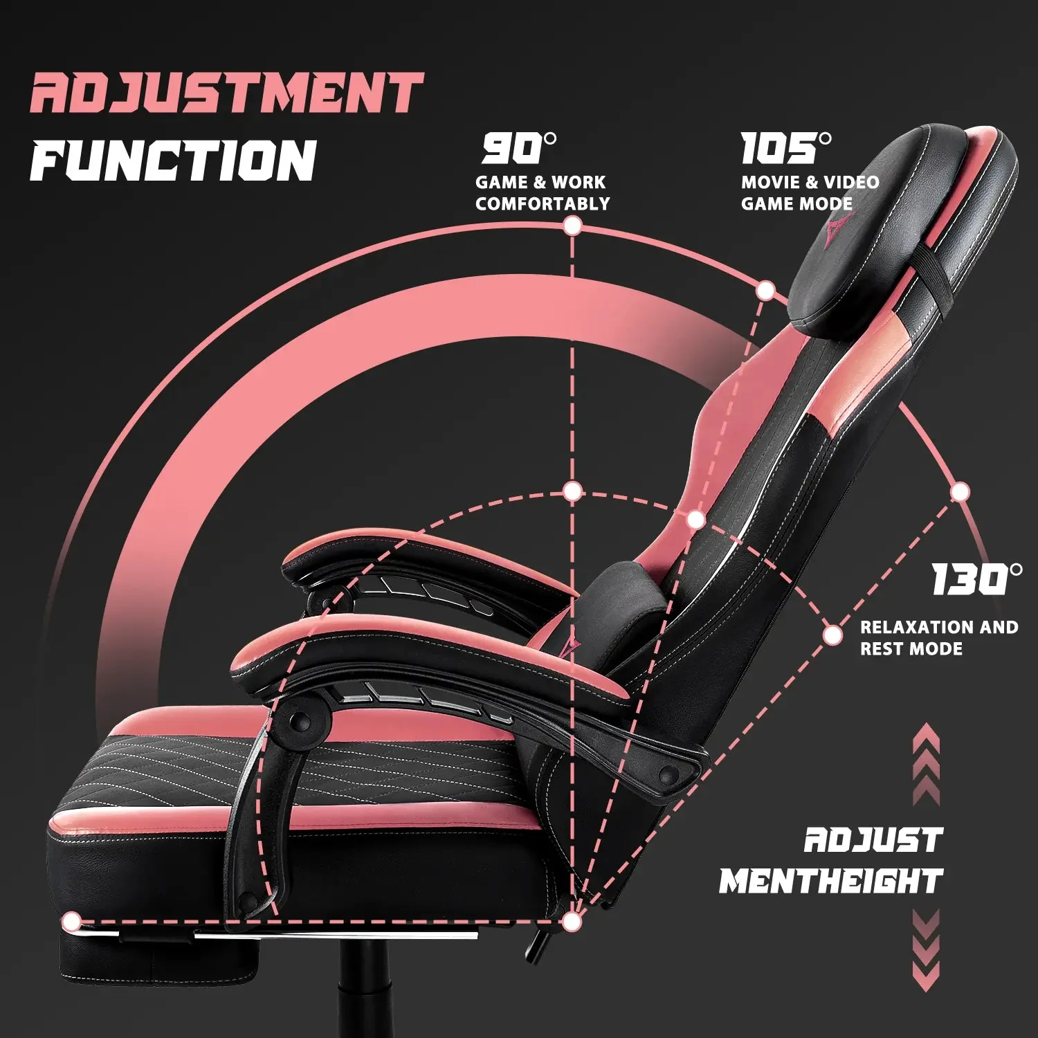 VITESSE Ergonomic Gaming Chair for Adults, 400 lbs PC Computer Chair, Racing Office Chair, Silla Gamer Height Adjustable Swivel Chair with Lumbar Vibration Support and Headrest - Image 26