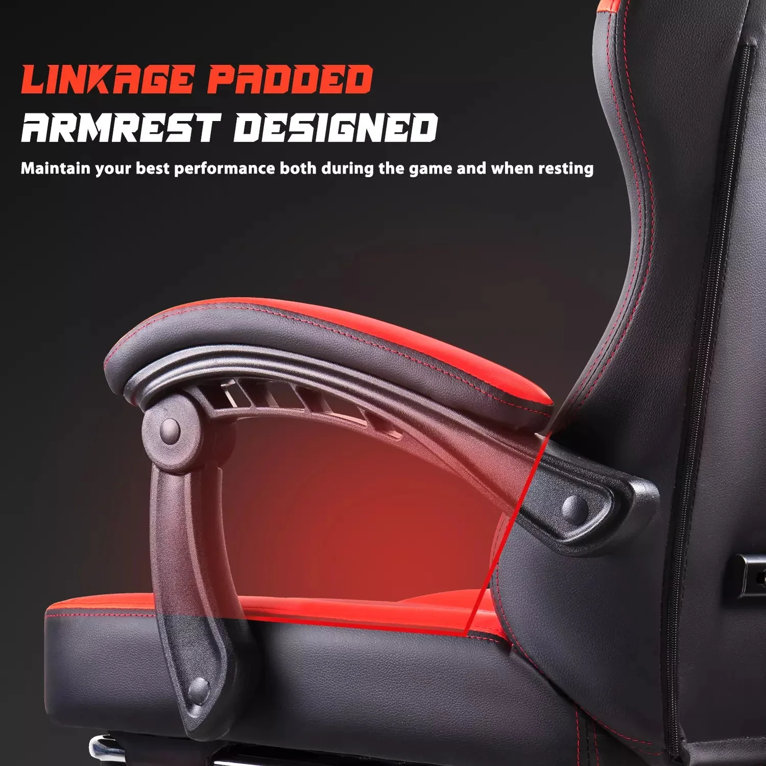 VITESSE Ergonomic Gaming Chair for Adults, 400 lbs PC Computer Chair, Racing Office Chair, Silla Gamer Height Adjustable Swivel Chair with Lumbar Vibration Support and Headrest - Image 3