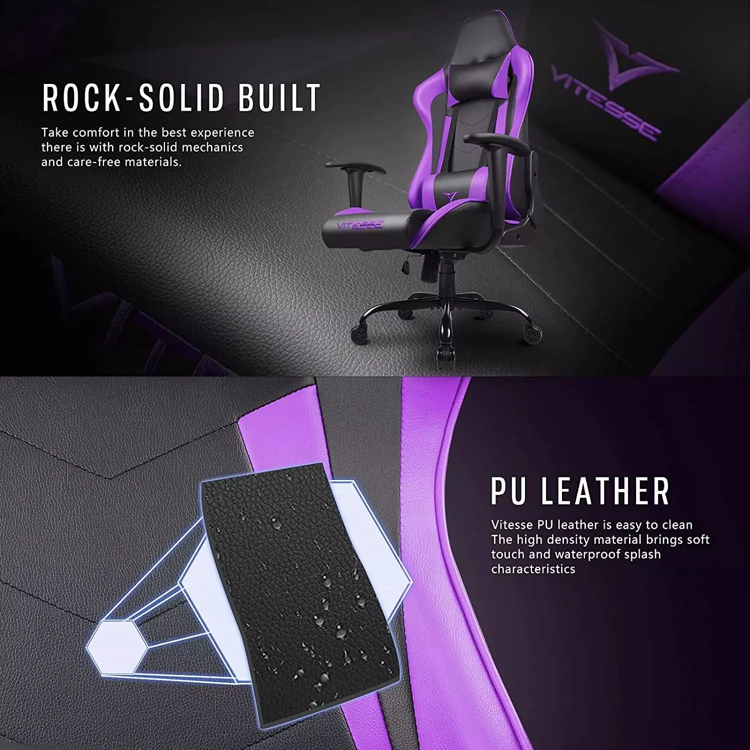 VITESSE Ergonomic Leather Gaming Chair, Reclining PC Gaming Chair VGC01 - Image 28