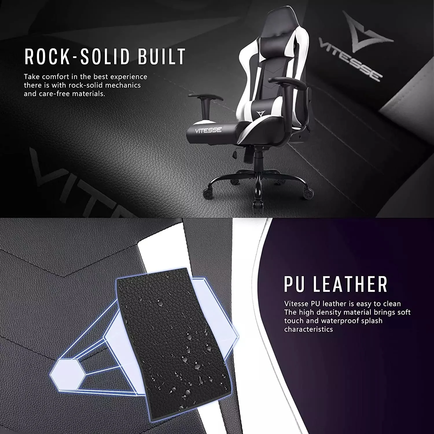 VITESSE Ergonomic Leather Gaming Chair, Reclining PC Gaming Chair VGC01 - Image 37