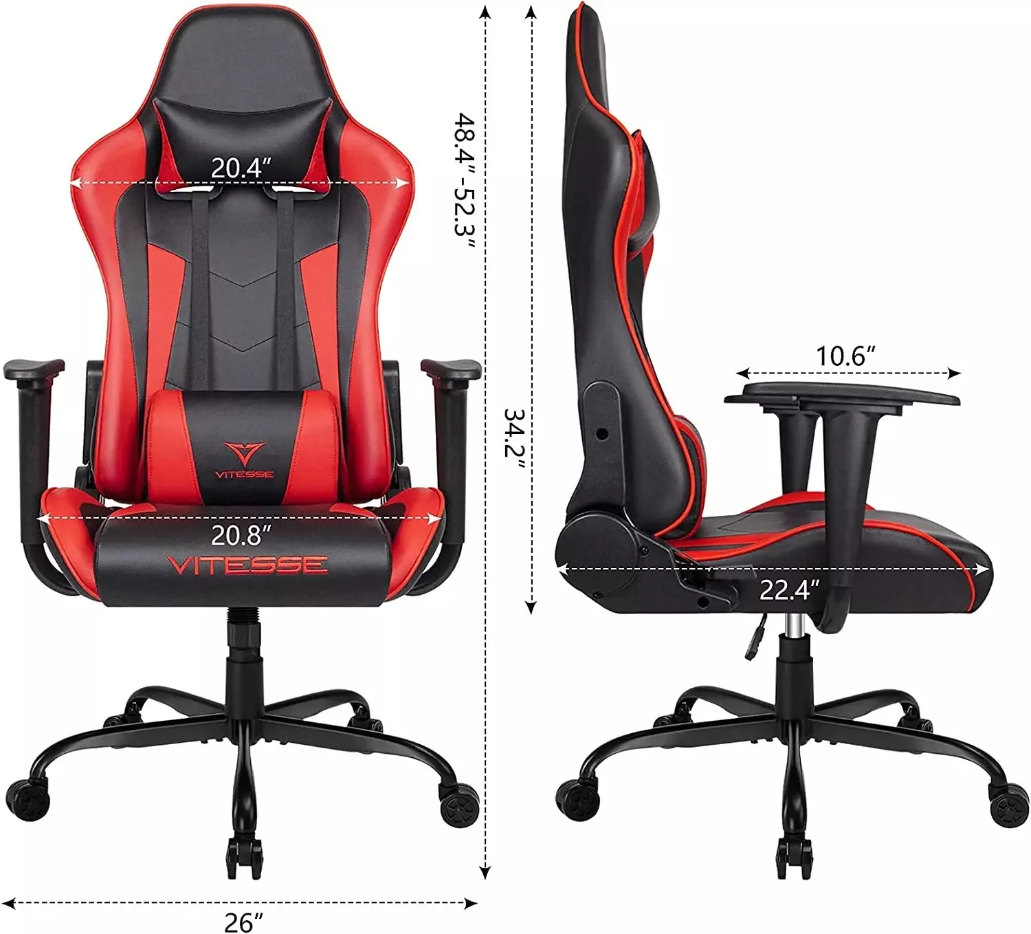 VITESSE Ergonomic Leather Gaming Chair, Reclining PC Gaming Chair VGC01 - Image 9
