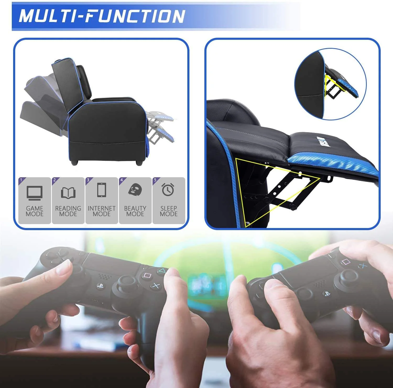 Vitesse Ergonomic Gaming Recliner Chair,PU Leather Recliner Seating Sofa BGR01 - Image 20