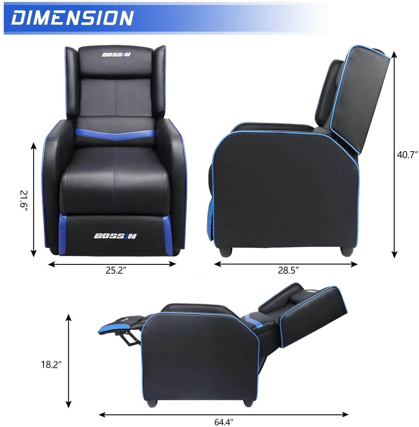 Vitesse Ergonomic Gaming Recliner Chair,PU Leather Recliner Seating Sofa BGR01 - Image 21