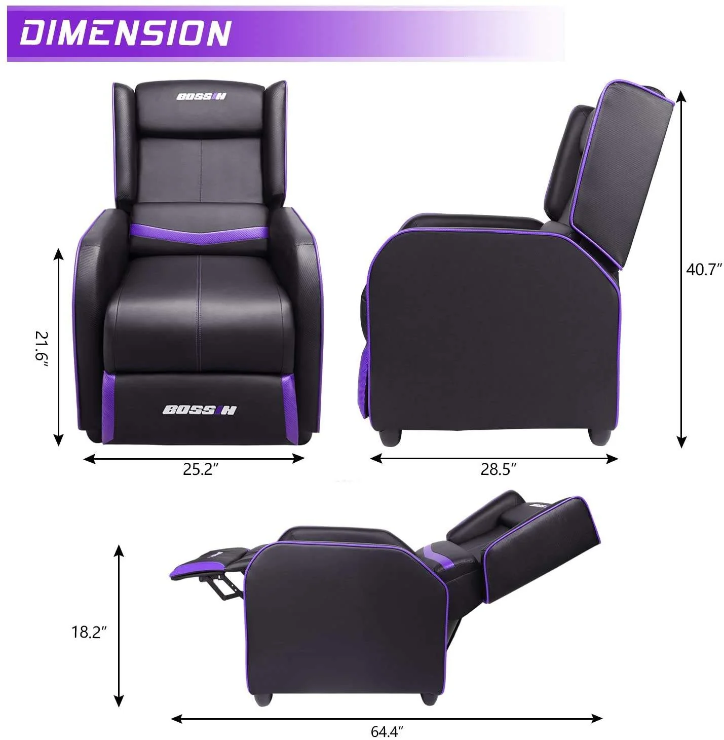 Vitesse Ergonomic Gaming Recliner Chair,PU Leather Recliner Seating Sofa BGR01 - Image 28