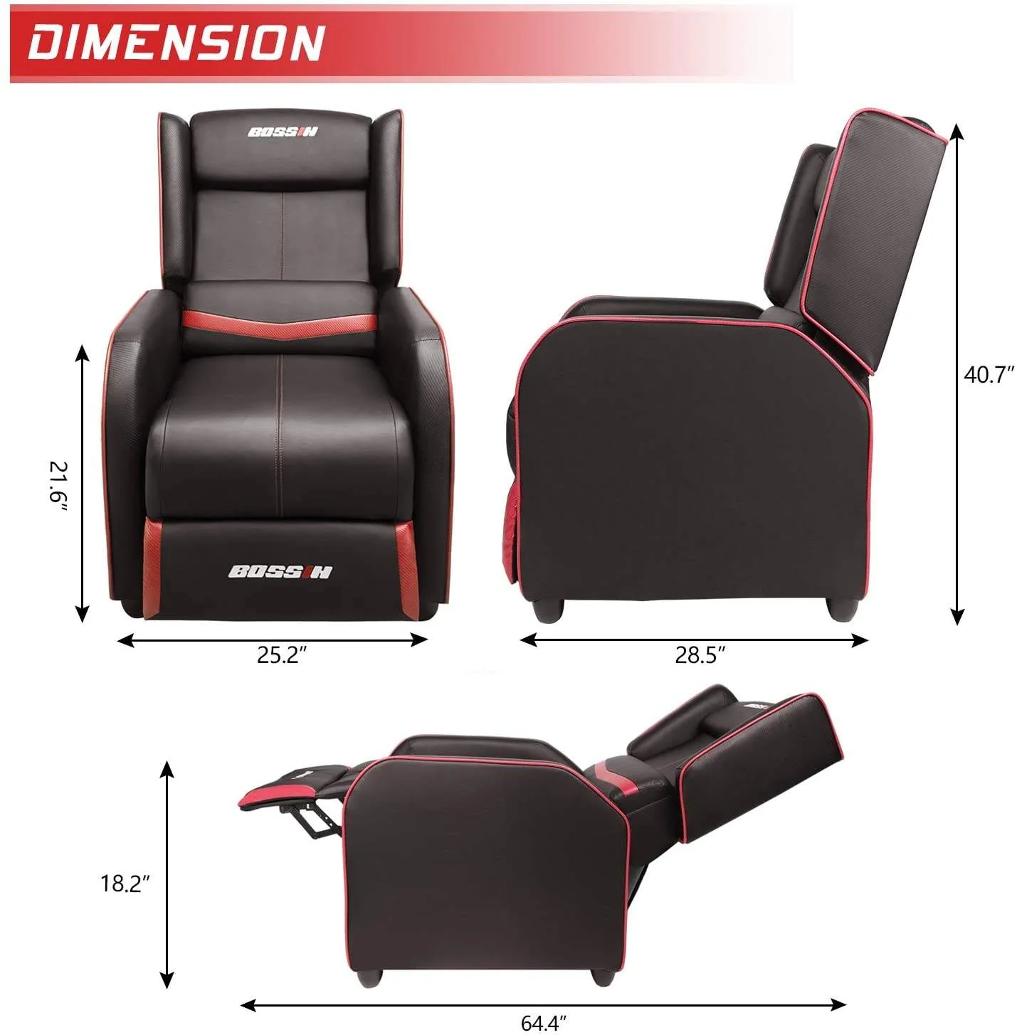 Vitesse Ergonomic Gaming Recliner Chair,PU Leather Recliner Seating Sofa BGR01 - Image 42
