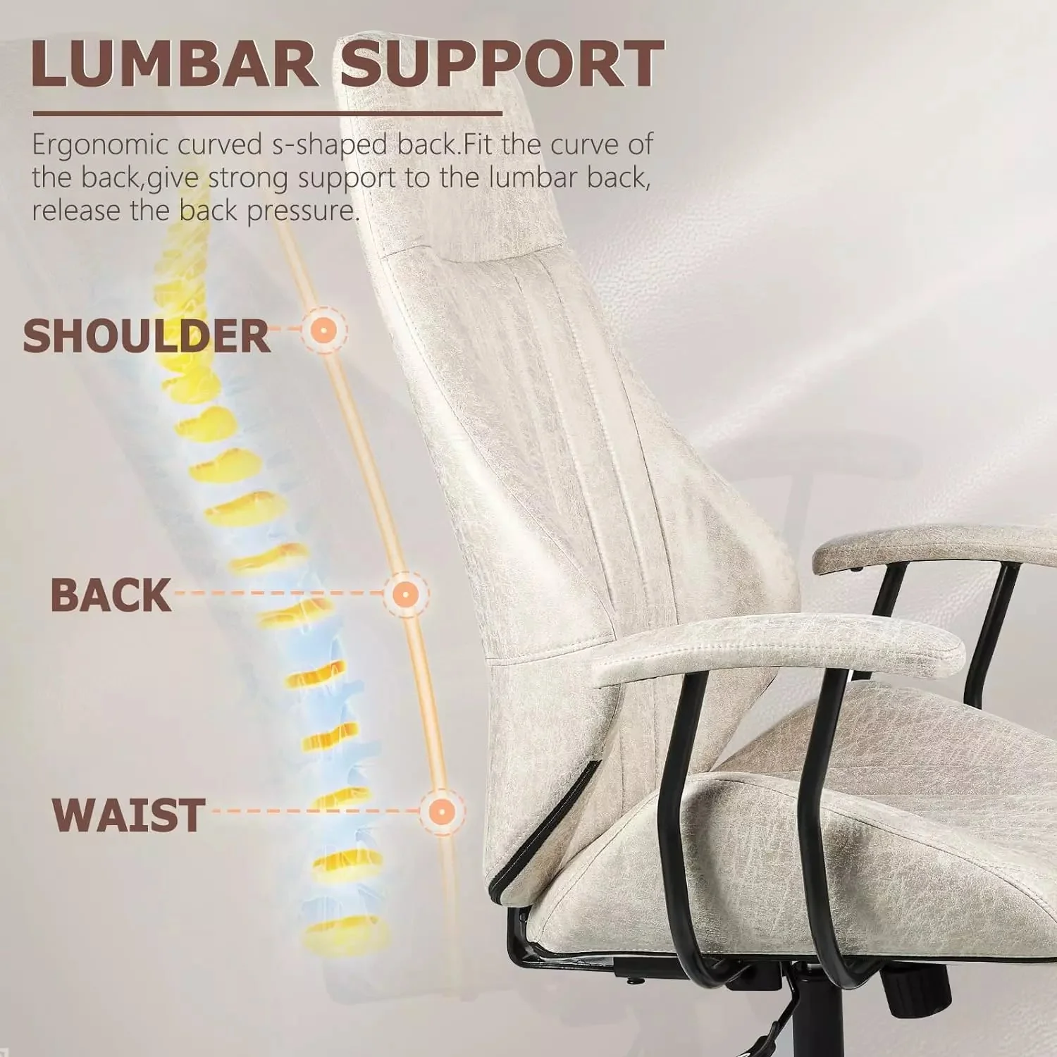 VITESSE Ergonomic Home Office Desk Chair Modern Leather Computer Chair - Image 11