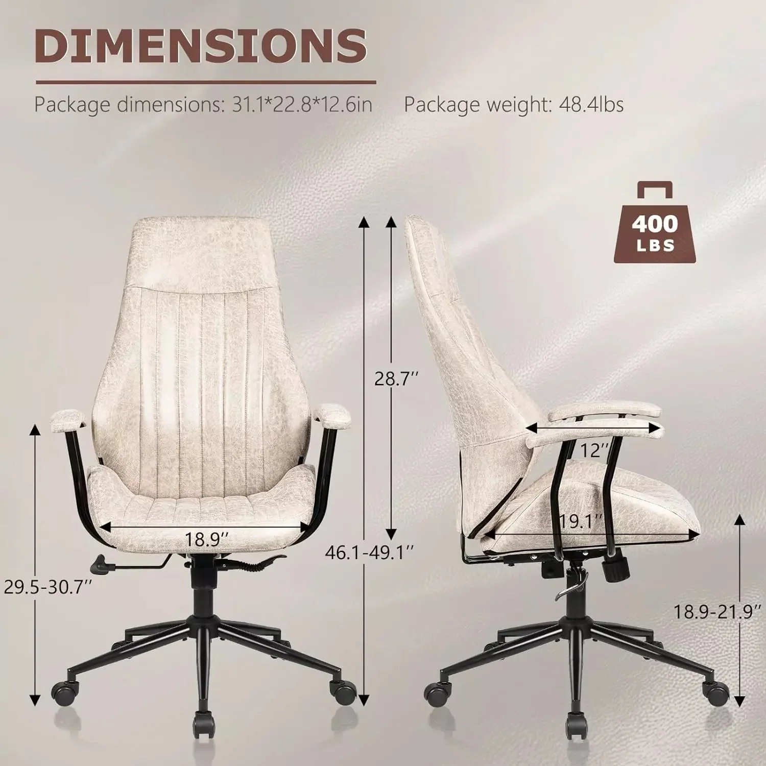 VITESSE Ergonomic Home Office Desk Chair Modern Leather Computer Chair - Image 17