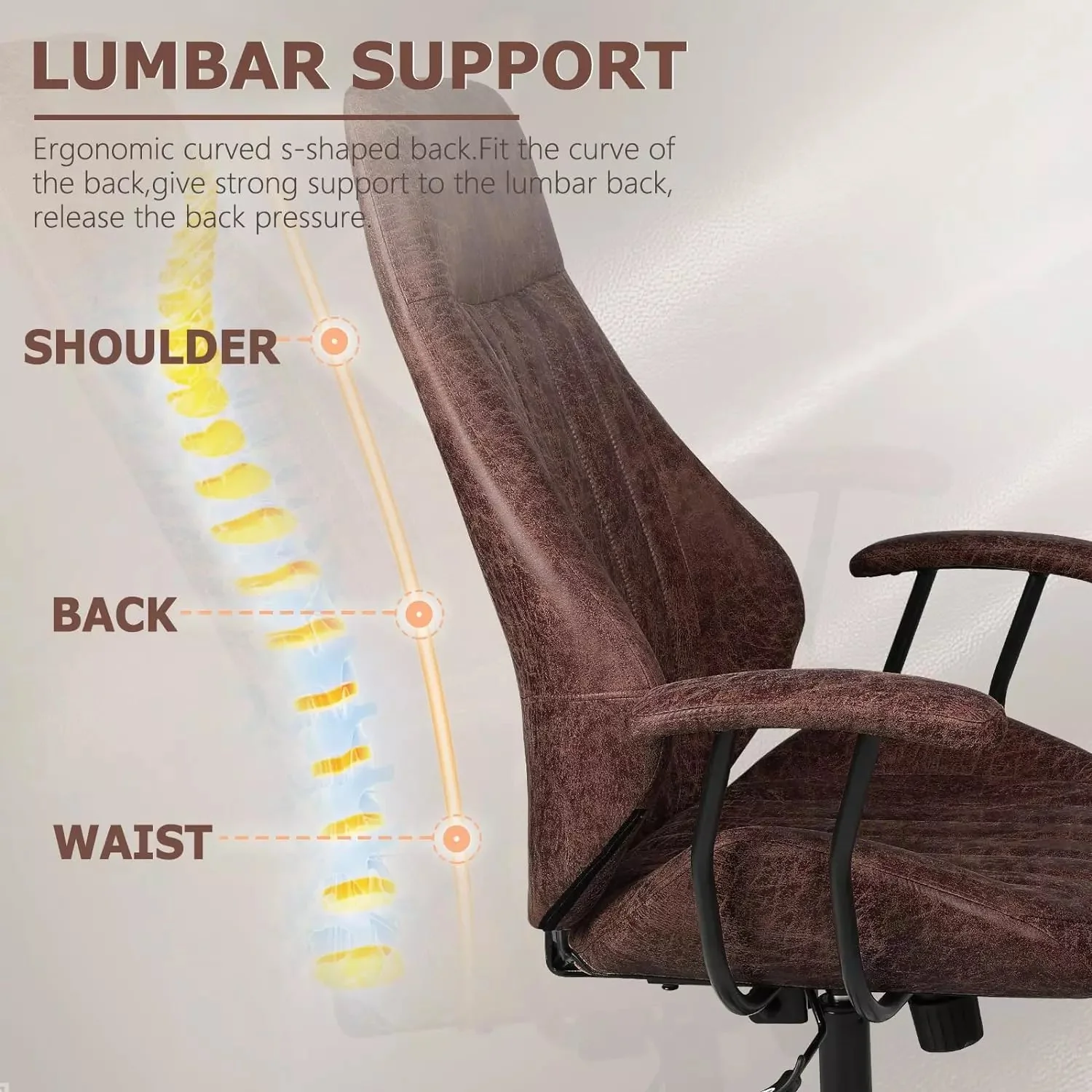 VITESSE Ergonomic Home Office Desk Chair Modern Leather Computer Chair - Image 20