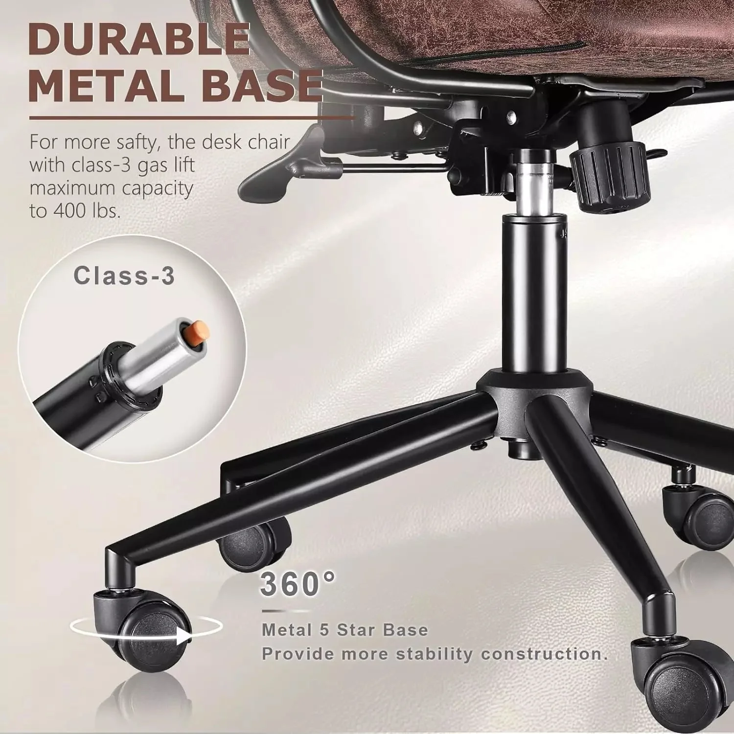 VITESSE Ergonomic Home Office Desk Chair Modern Leather Computer Chair - Image 22