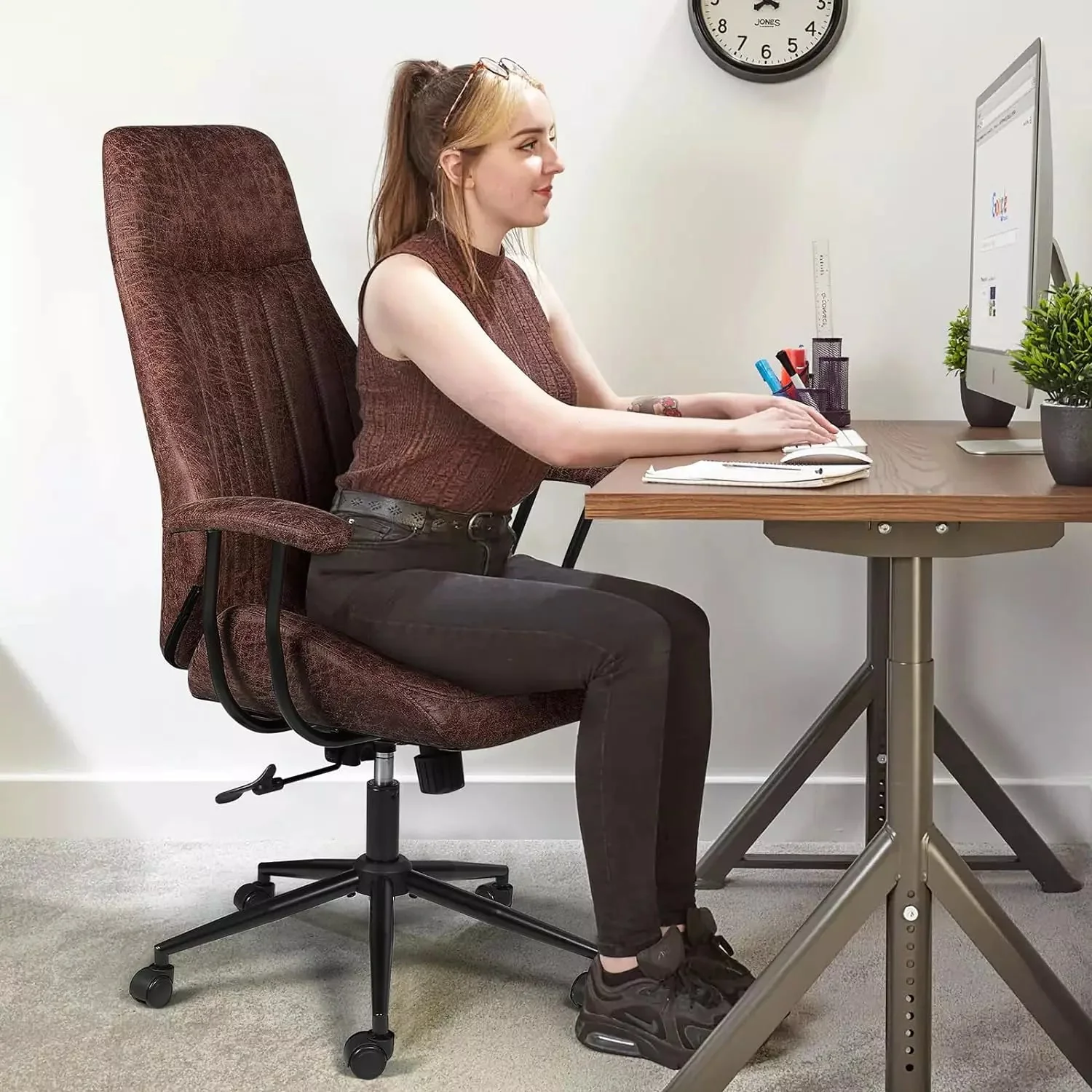 VITESSE Ergonomic Home Office Desk Chair Modern Leather Computer Chair - Image 24