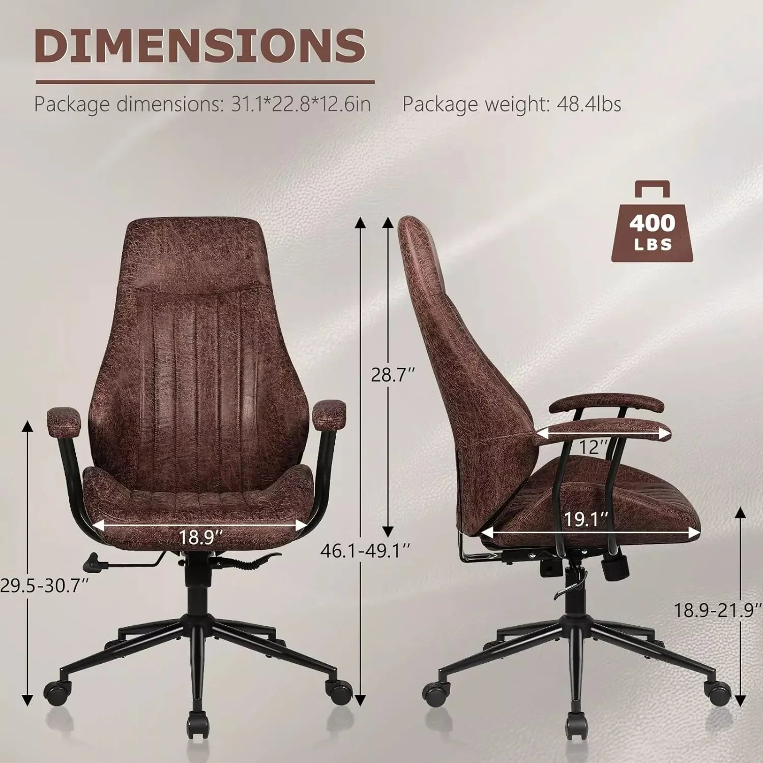 VITESSE Ergonomic Home Office Desk Chair Modern Leather Computer Chair - Image 26