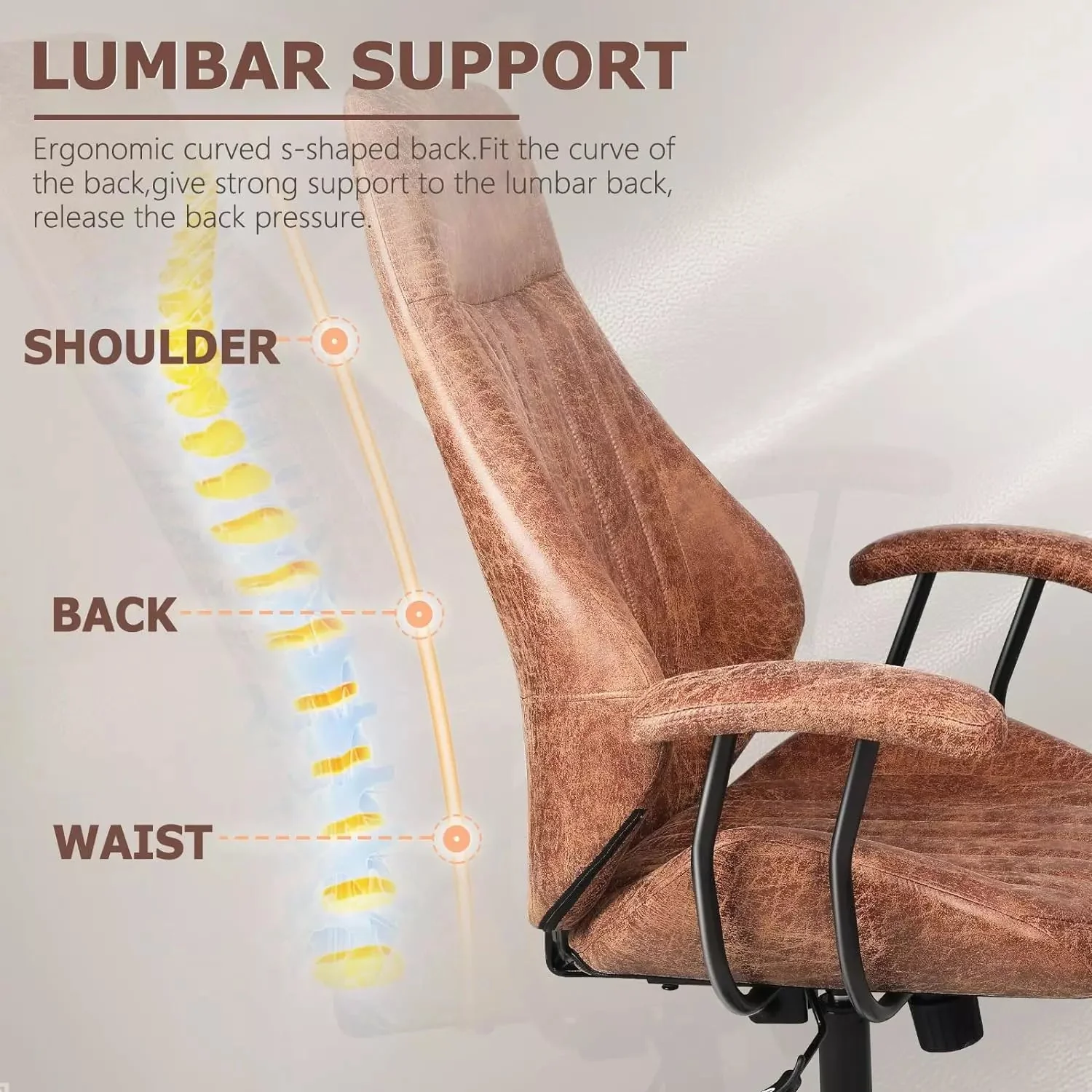 VITESSE Ergonomic Home Office Desk Chair Modern Leather Computer Chair - Image 3