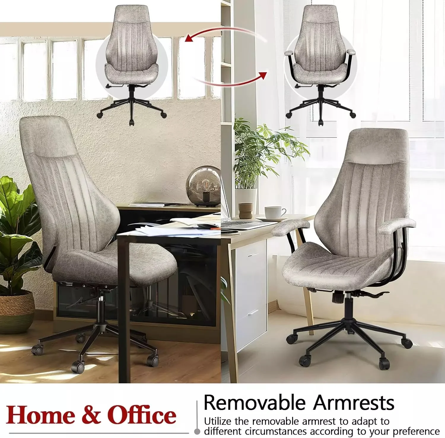 VITESSE Ergonomic Home Office Desk Chair Modern Leather Computer Chair - Image 32