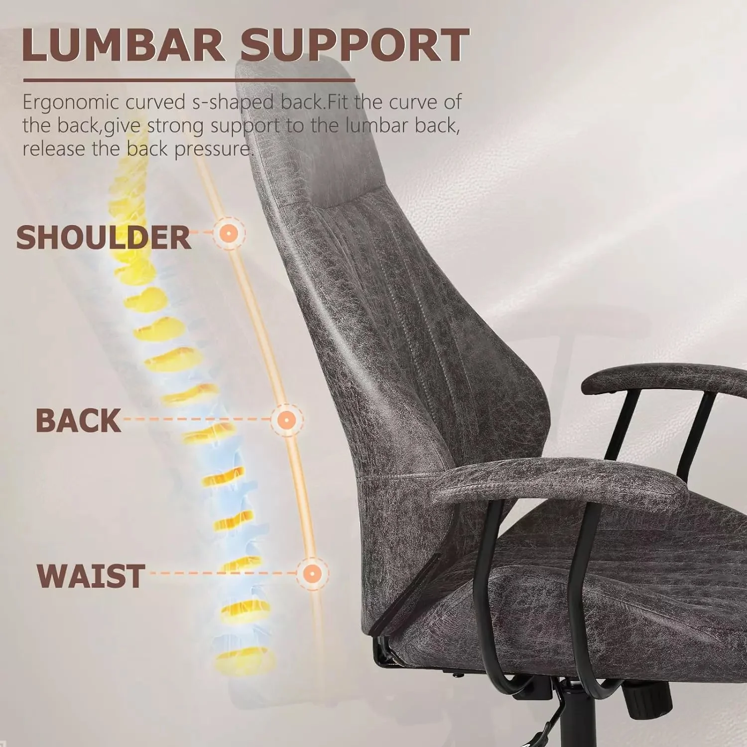 VITESSE Ergonomic Home Office Desk Chair Modern Leather Computer Chair - Image 37