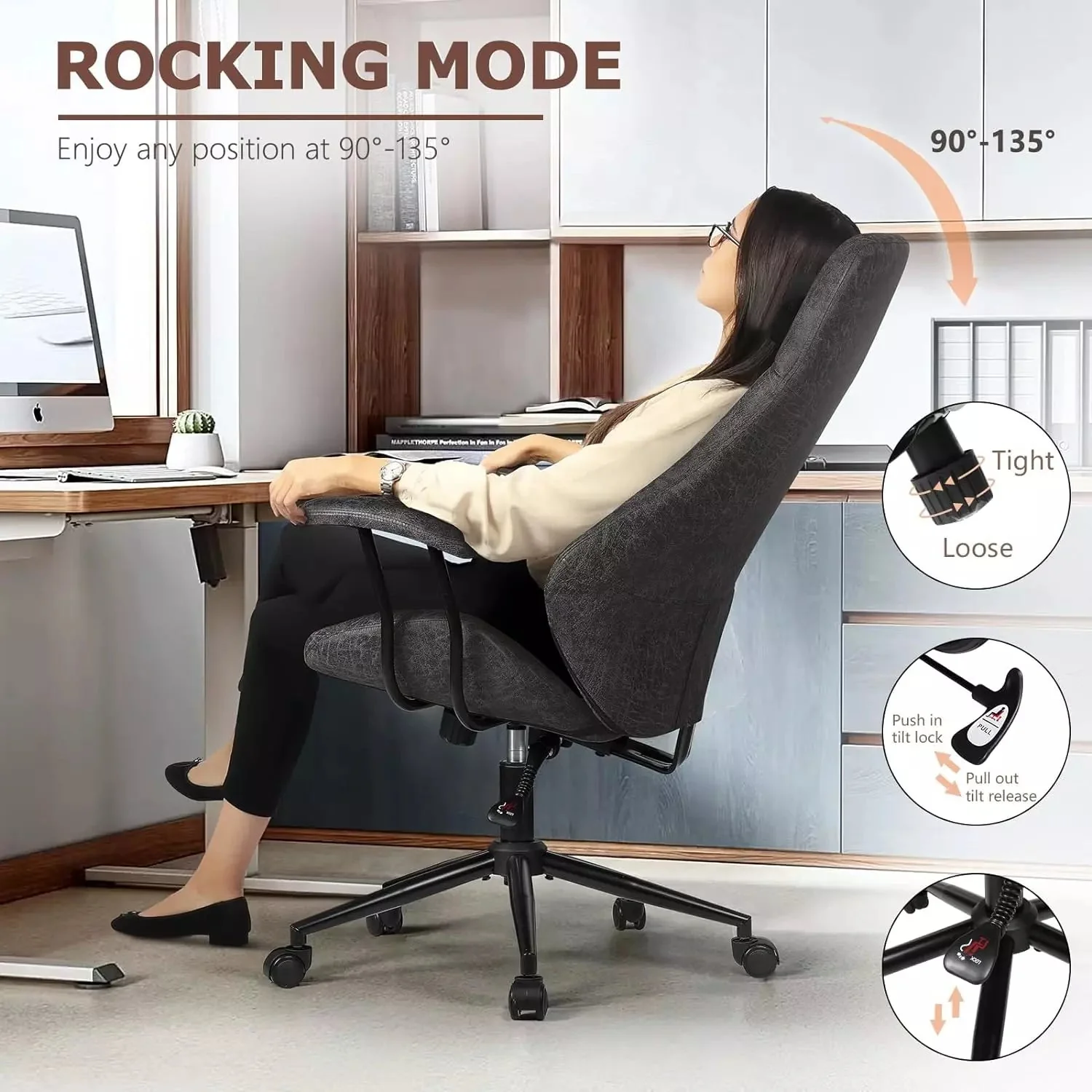 VITESSE Ergonomic Home Office Desk Chair Modern Leather Computer Chair - Image 38