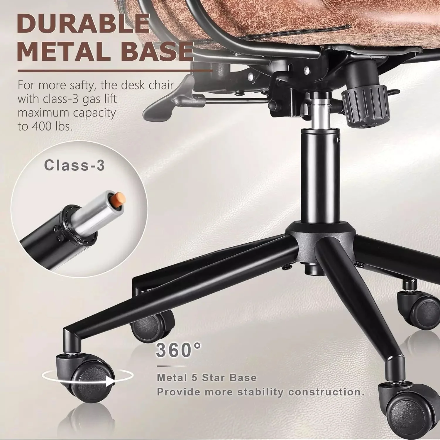 VITESSE Ergonomic Home Office Desk Chair Modern Leather Computer Chair - Image 4