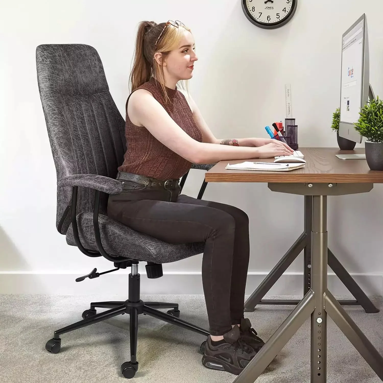 VITESSE Ergonomic Home Office Desk Chair Modern Leather Computer Chair - Image 41