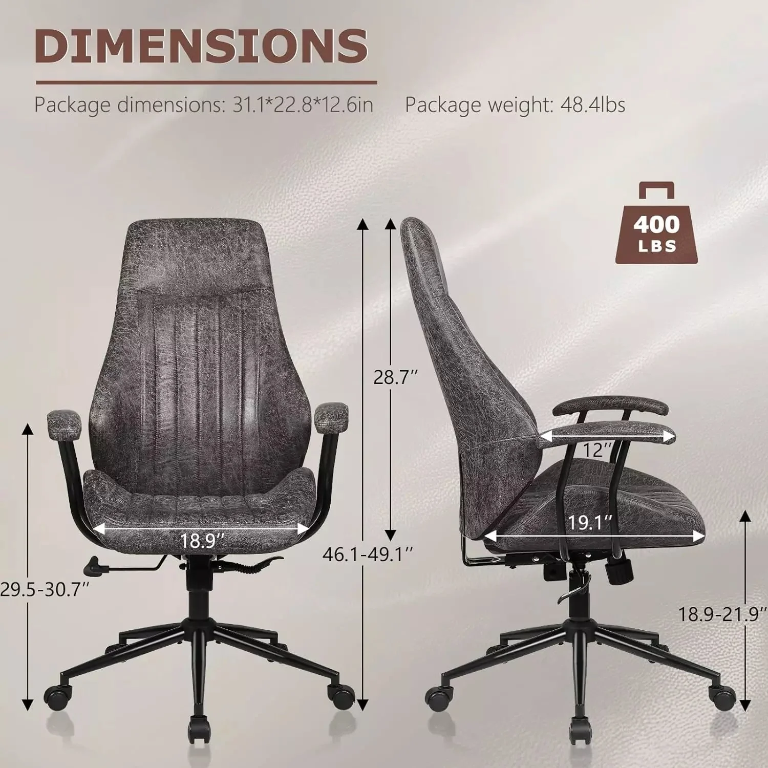 VITESSE Ergonomic Home Office Desk Chair Modern Leather Computer Chair - Image 43