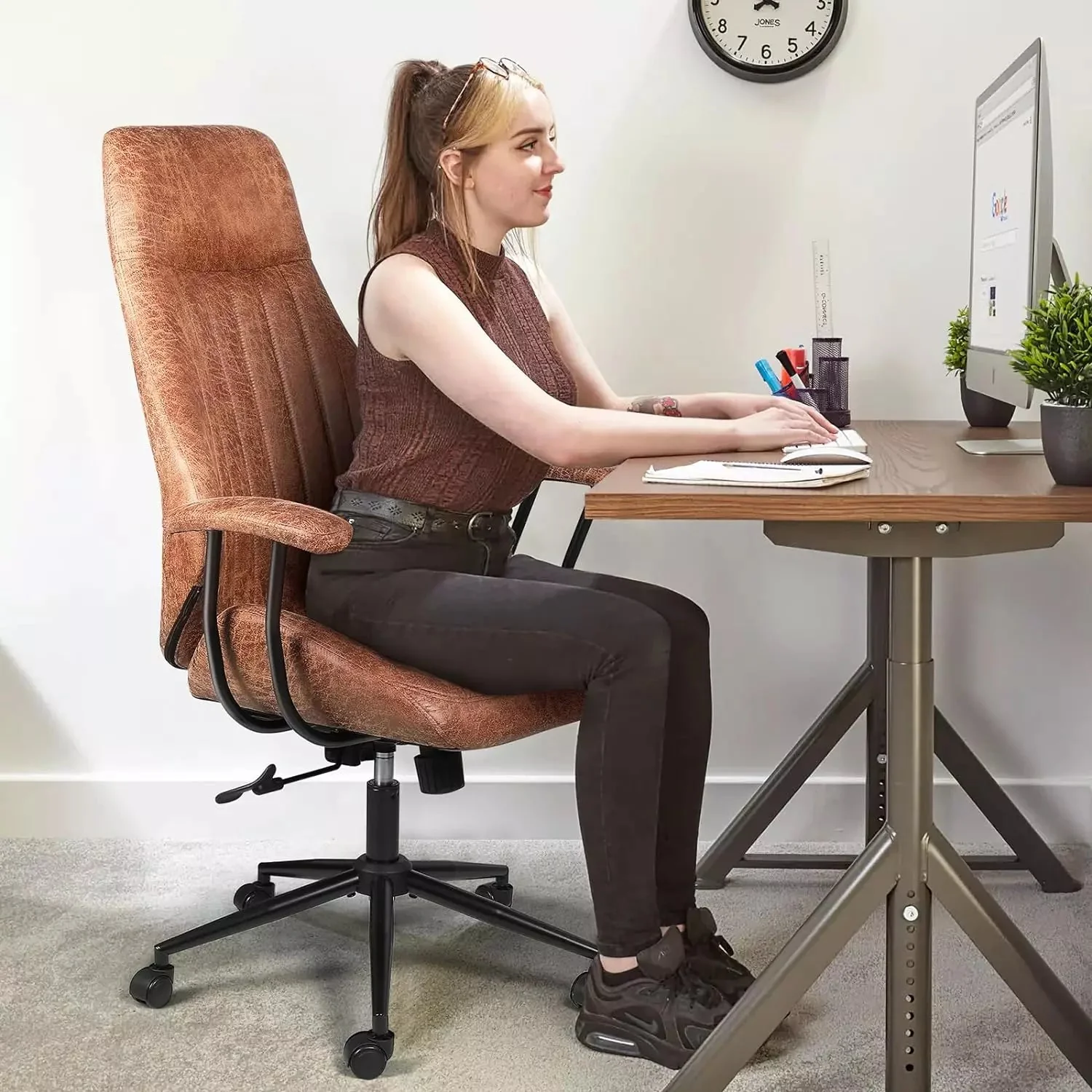 VITESSE Ergonomic Home Office Desk Chair Modern Leather Computer Chair - Image 5