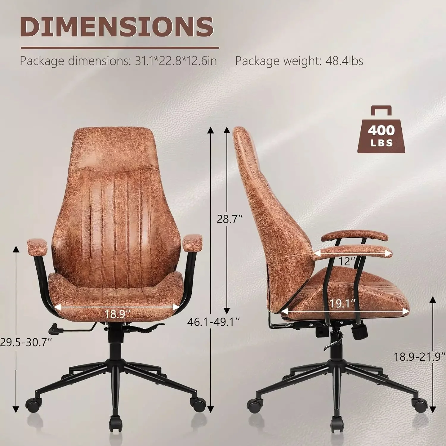 VITESSE Ergonomic Home Office Desk Chair Modern Leather Computer Chair - Image 8