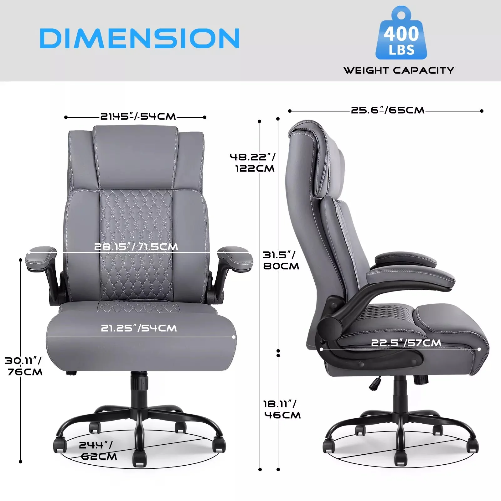 VITESSE Executive Office Chair,Big and Tall Office Chair with Flip up Armrest - Image 10