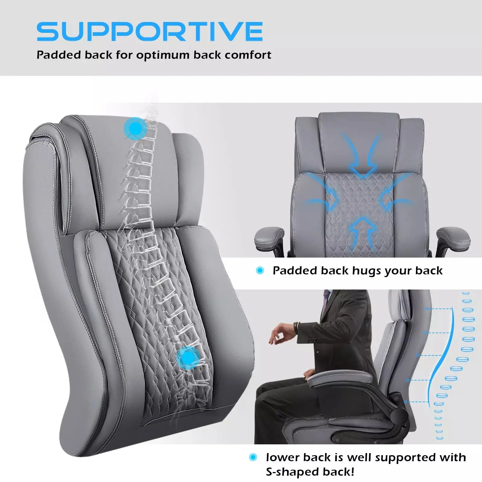 VITESSE Executive Office Chair,Big and Tall Office Chair with Flip up Armrest - Image 13