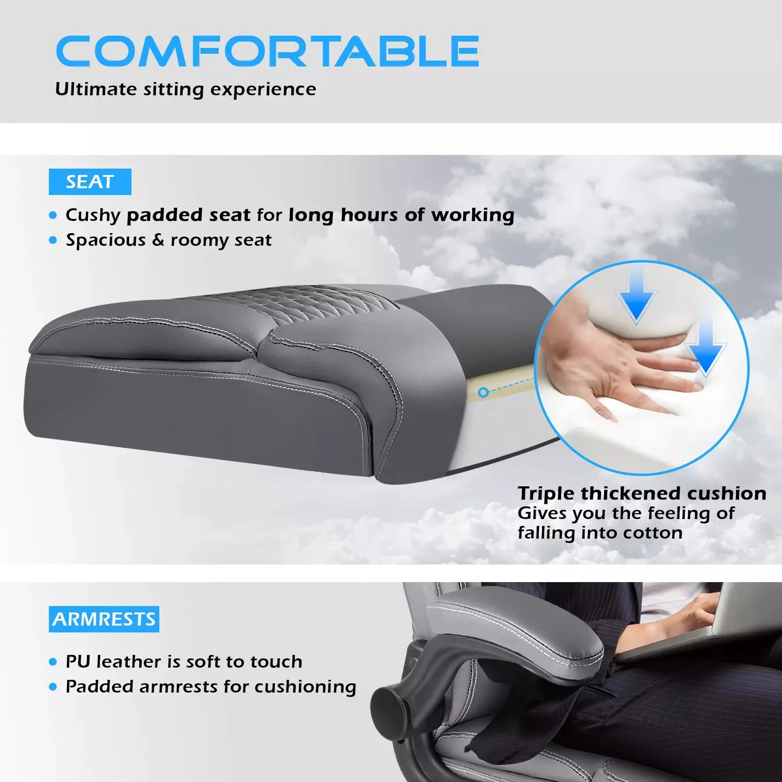 VITESSE Executive Office Chair,Big and Tall Office Chair with Flip up Armrest - Image 14
