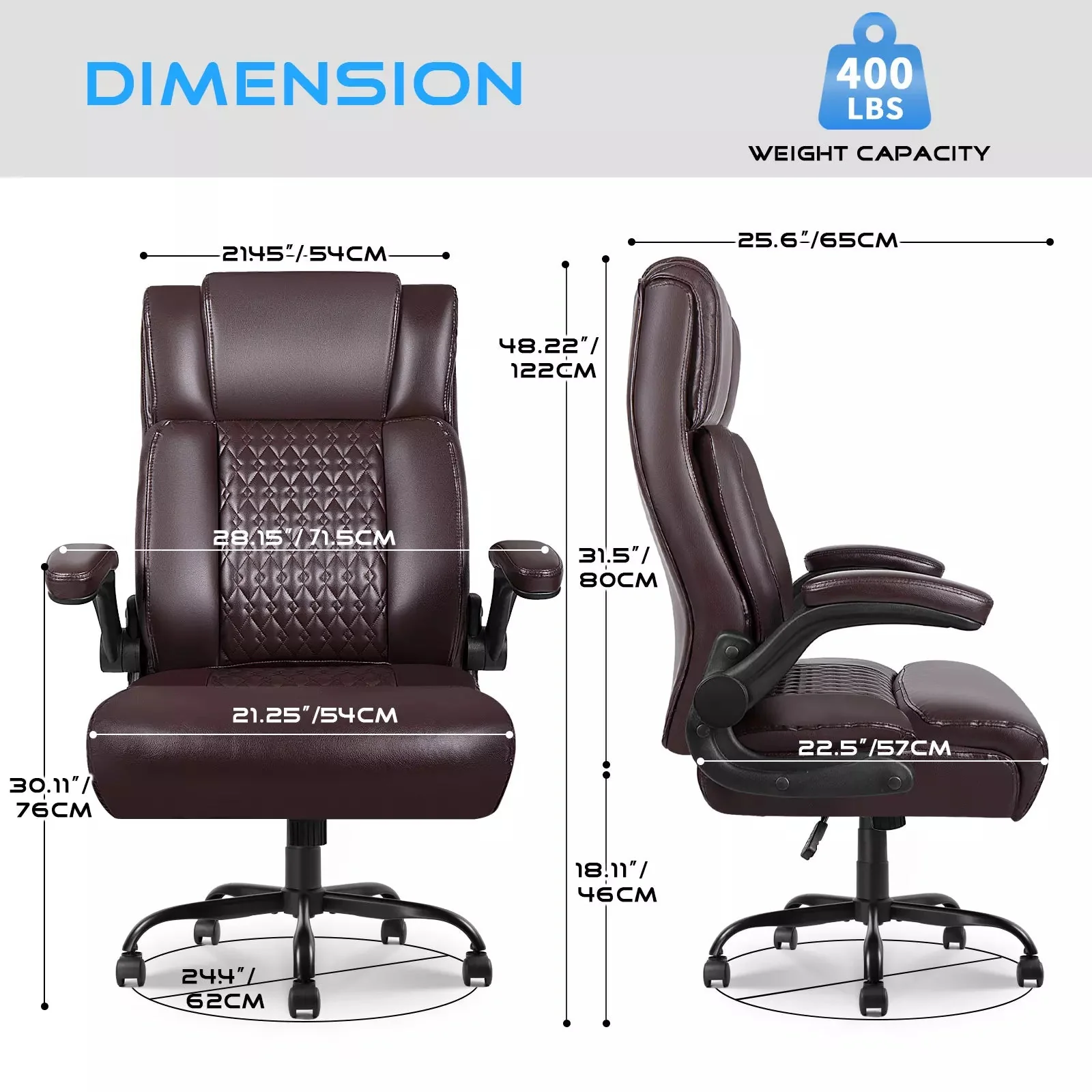 VITESSE Executive Office Chair,Big and Tall Office Chair with Flip up Armrest - Image 17