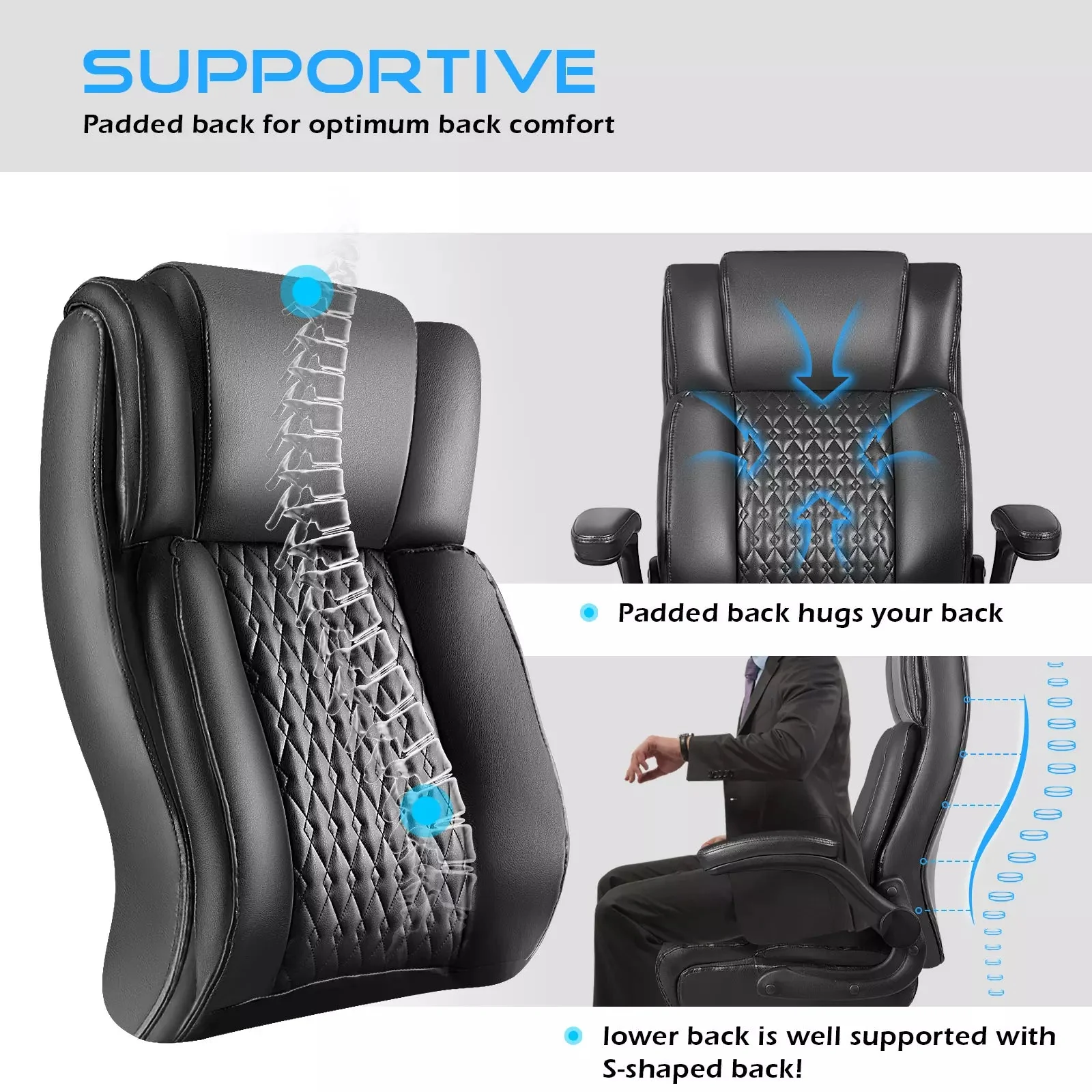 VITESSE Executive Office Chair,Big and Tall Office Chair with Flip up Armrest - Image 6