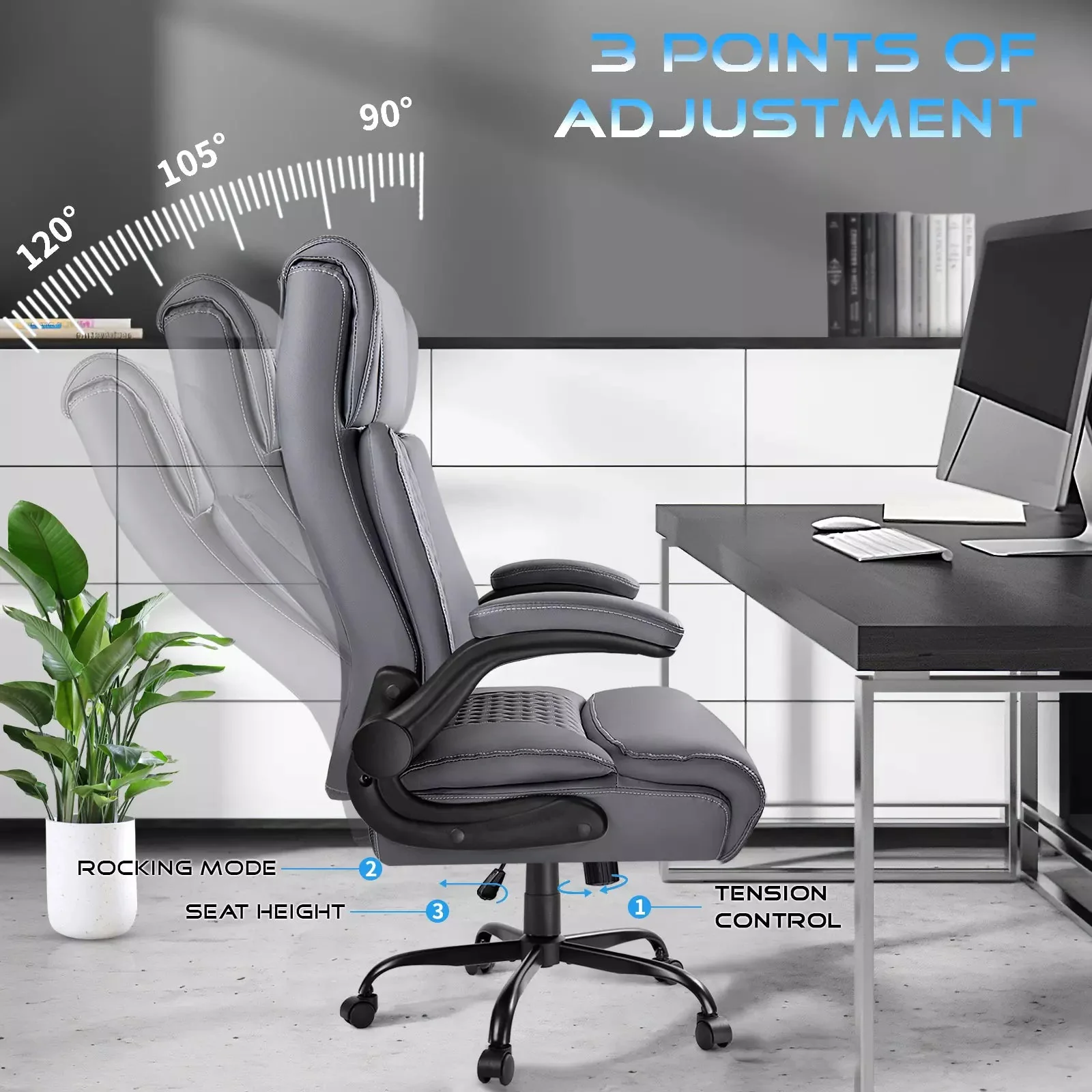 VITESSE Executive Office Chair,Big and Tall Office Chair with Flip up Armrest - Image 9