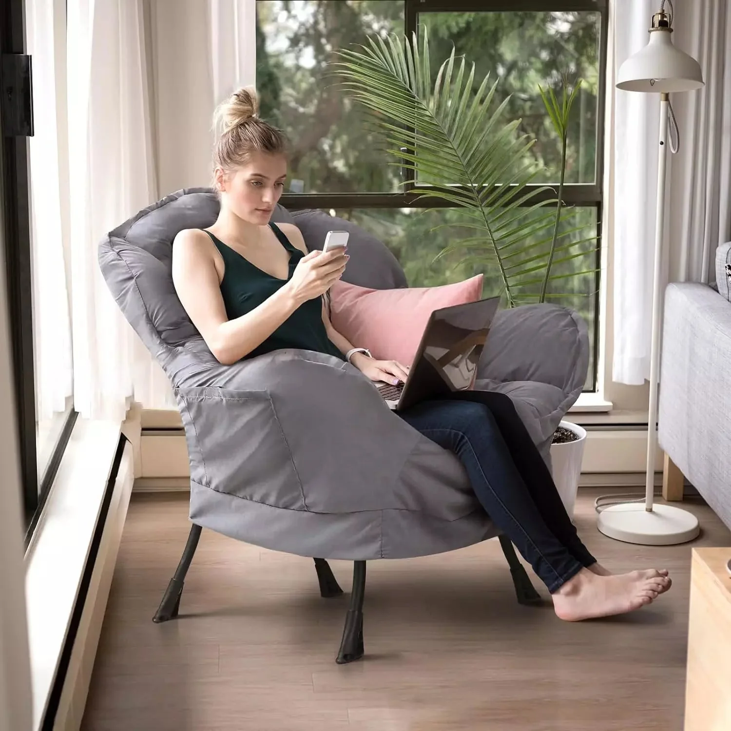 VITESSE Fabric Lazy Chair for Adults,Modern Comfortable Soft Sofa - Image 12