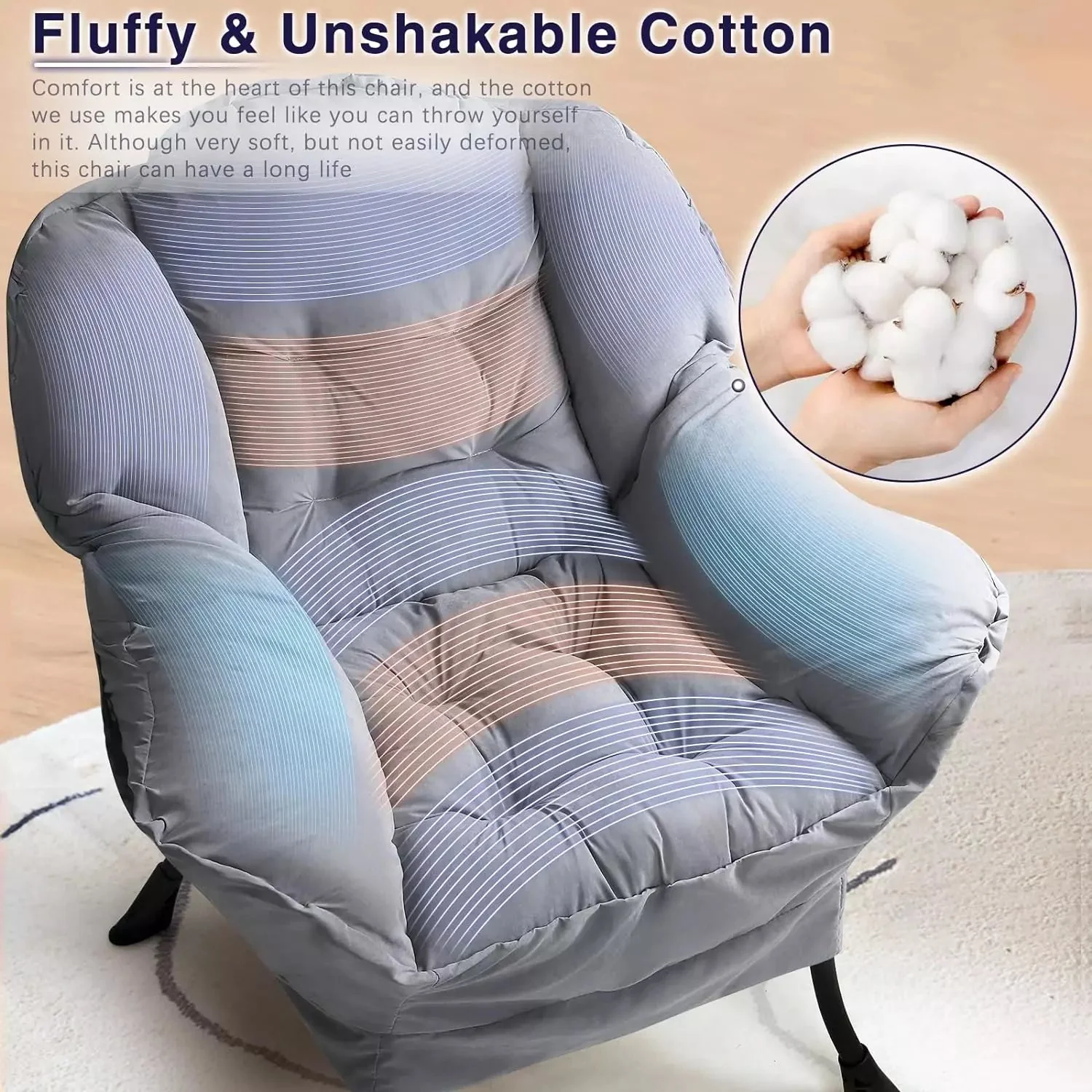 VITESSE Fabric Lazy Chair for Adults,Modern Comfortable Soft Sofa - Image 14