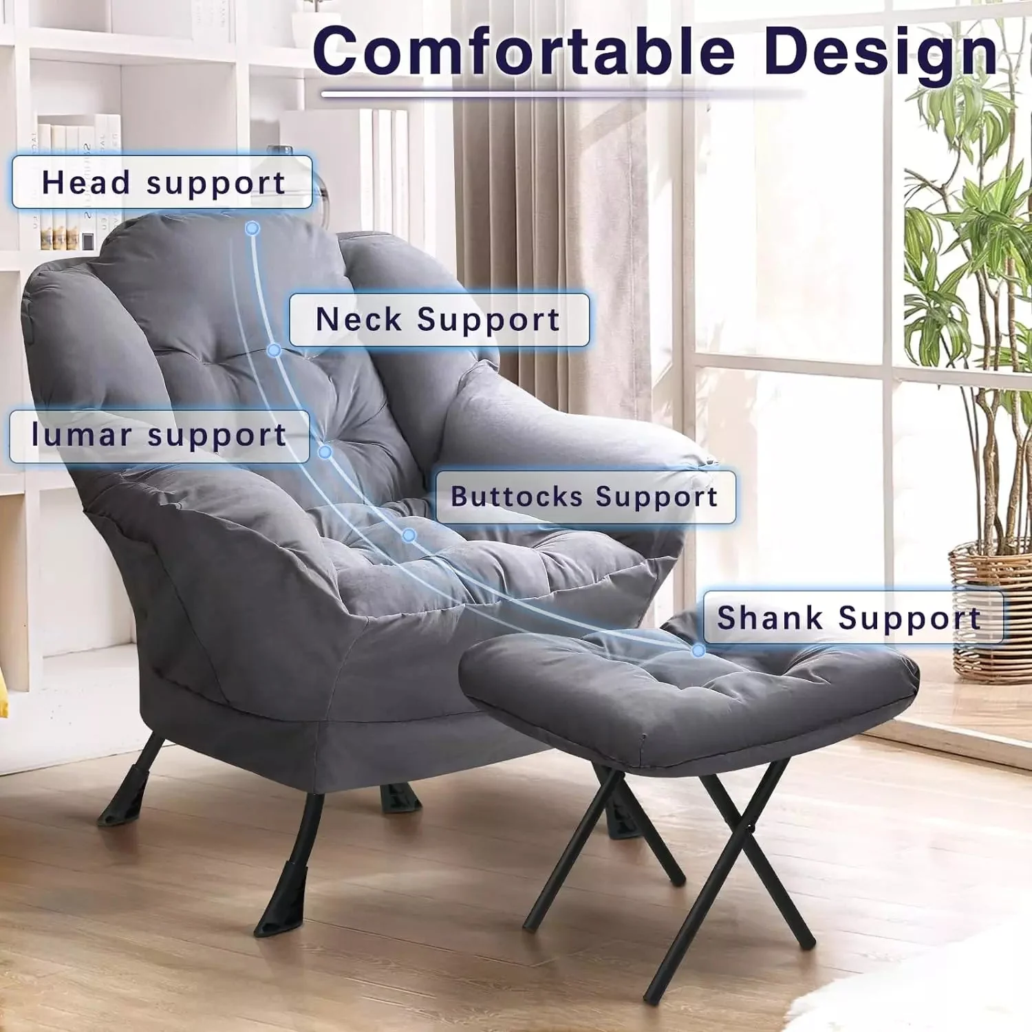 VITESSE Fabric Lazy Chair for Adults,Modern Comfortable Soft Sofa - Image 33