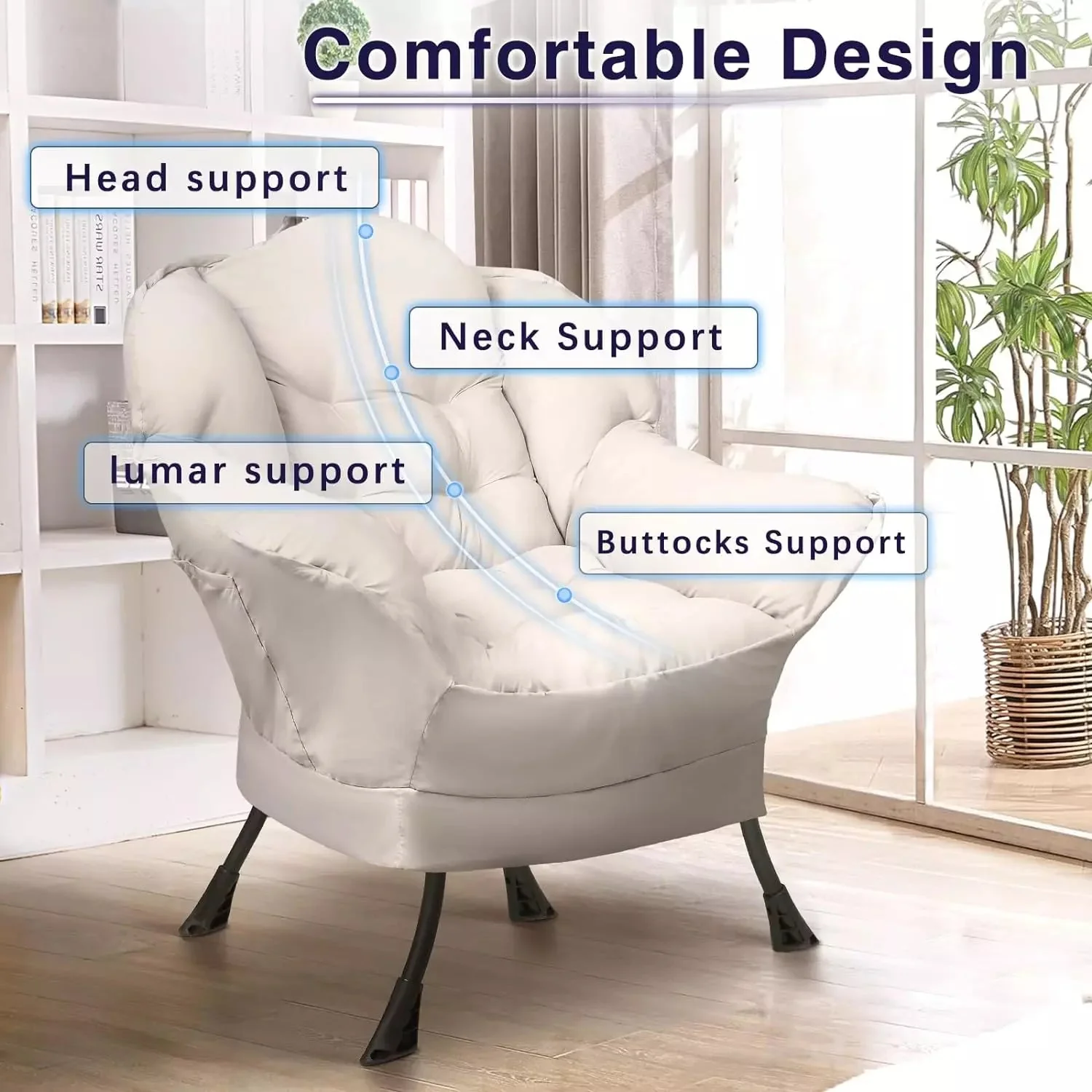 VITESSE Fabric Lazy Chair for Adults,Modern Comfortable Soft Sofa - Image 4