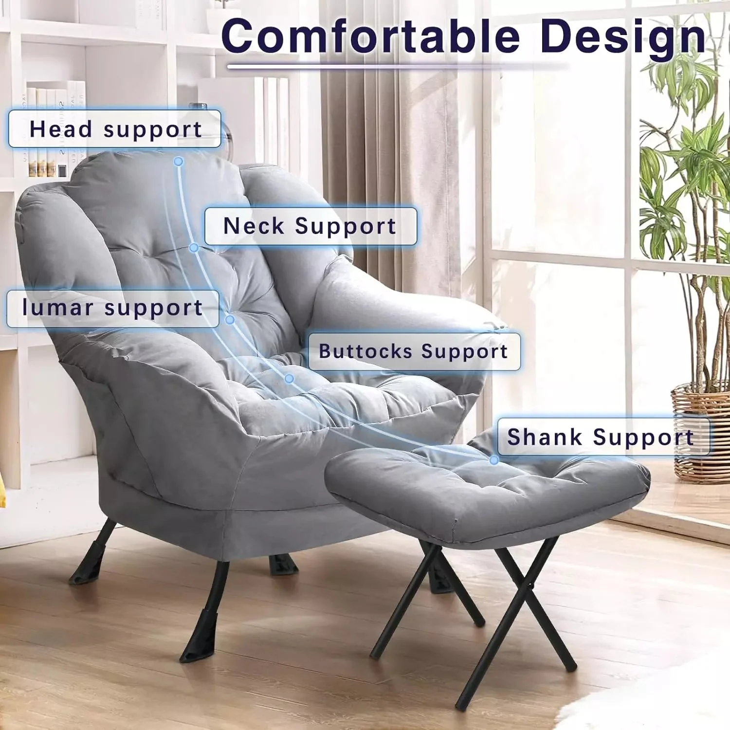 VITESSE Fabric Lazy Chair for Adults,Modern Comfortable Soft Sofa - Image 41