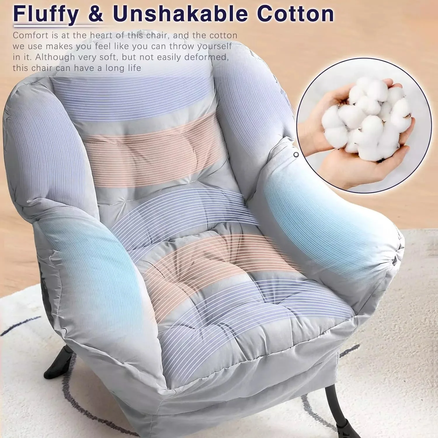 VITESSE Fabric Lazy Chair for Adults,Modern Comfortable Soft Sofa - Image 44