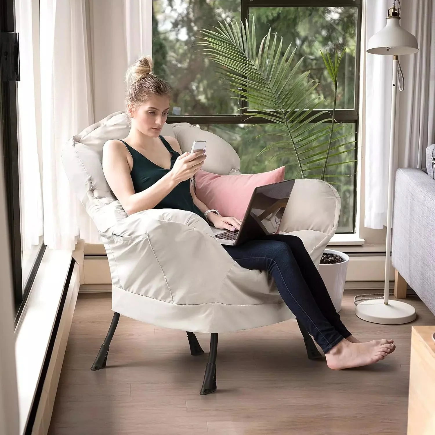 VITESSE Fabric Lazy Chair for Adults,Modern Comfortable Soft Sofa - Image 5